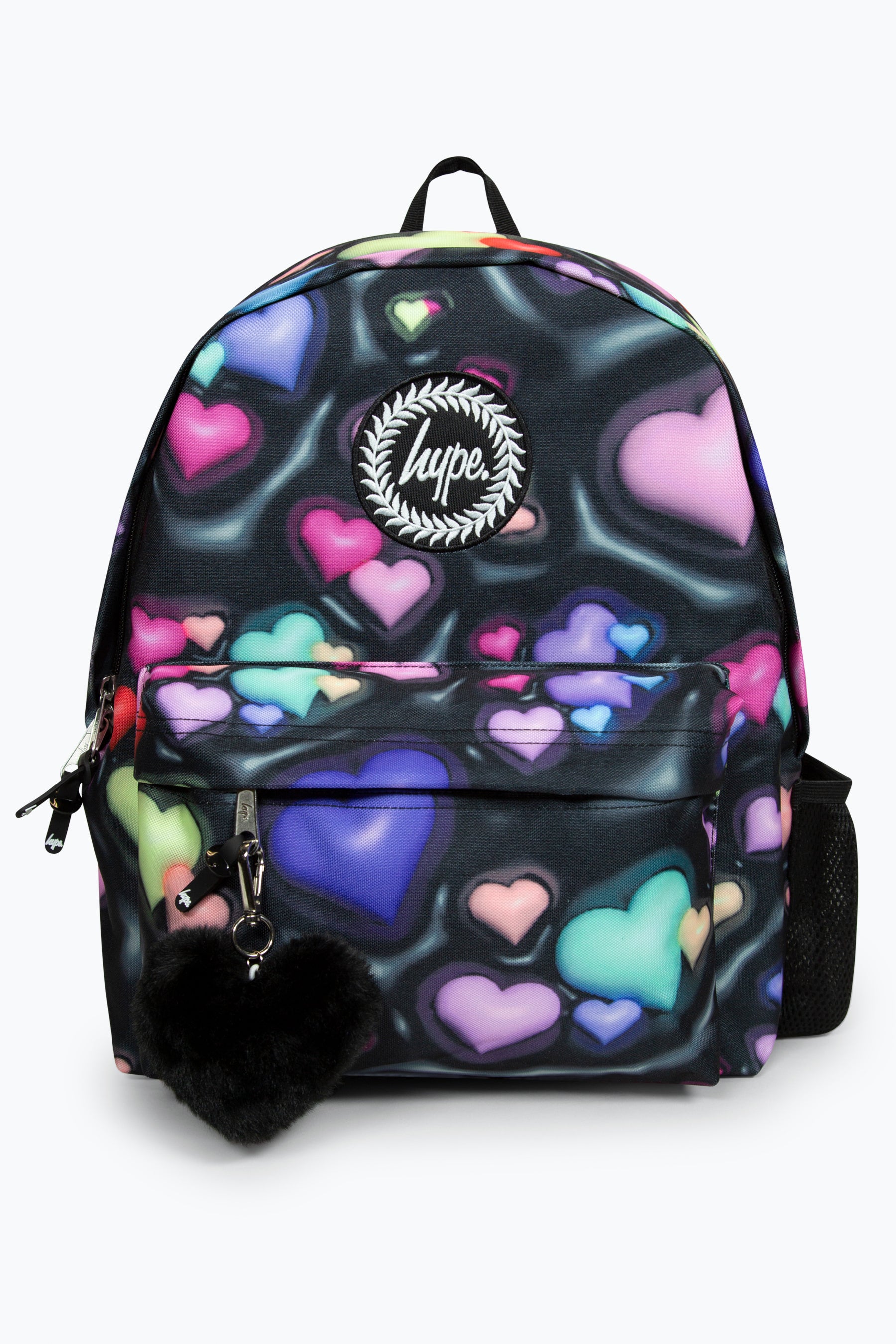 Girls Black 3D Hearts Iconic School Backpack Hype