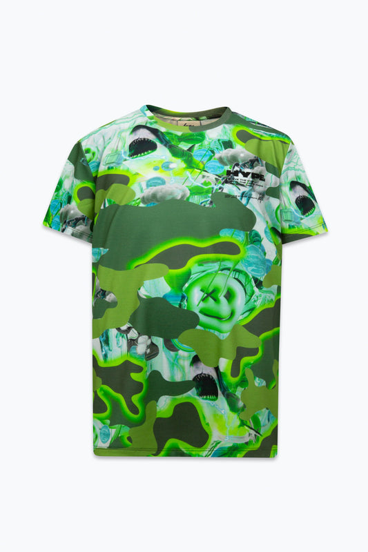 Hype Boys Green Shark Smile Camo T-Shirt