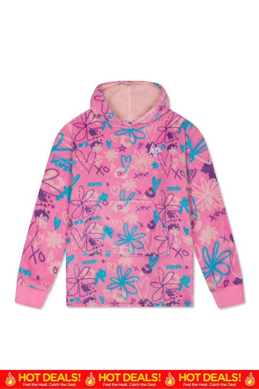 Hype Girls Scribble Oversized Fleece Blanket Hoodie