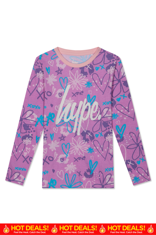Hype Girls Pink Scribble Pyjama Set