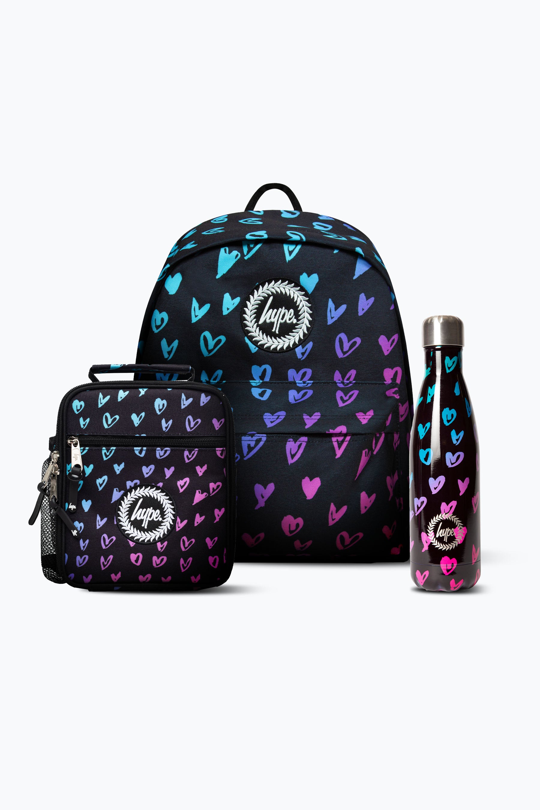 Scribble Hearts Backpack Lunchbag & Bottle Bundle