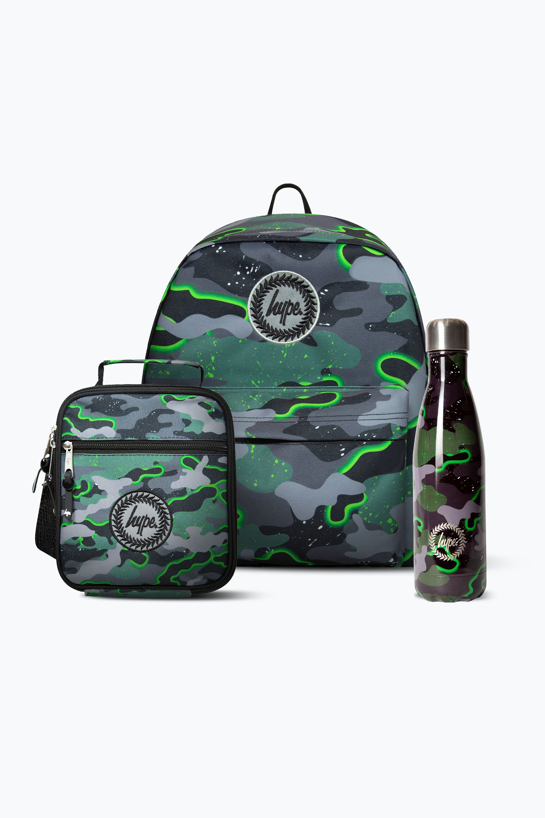 Glow Camo Backpack Lunchbag & Bottle Bundle