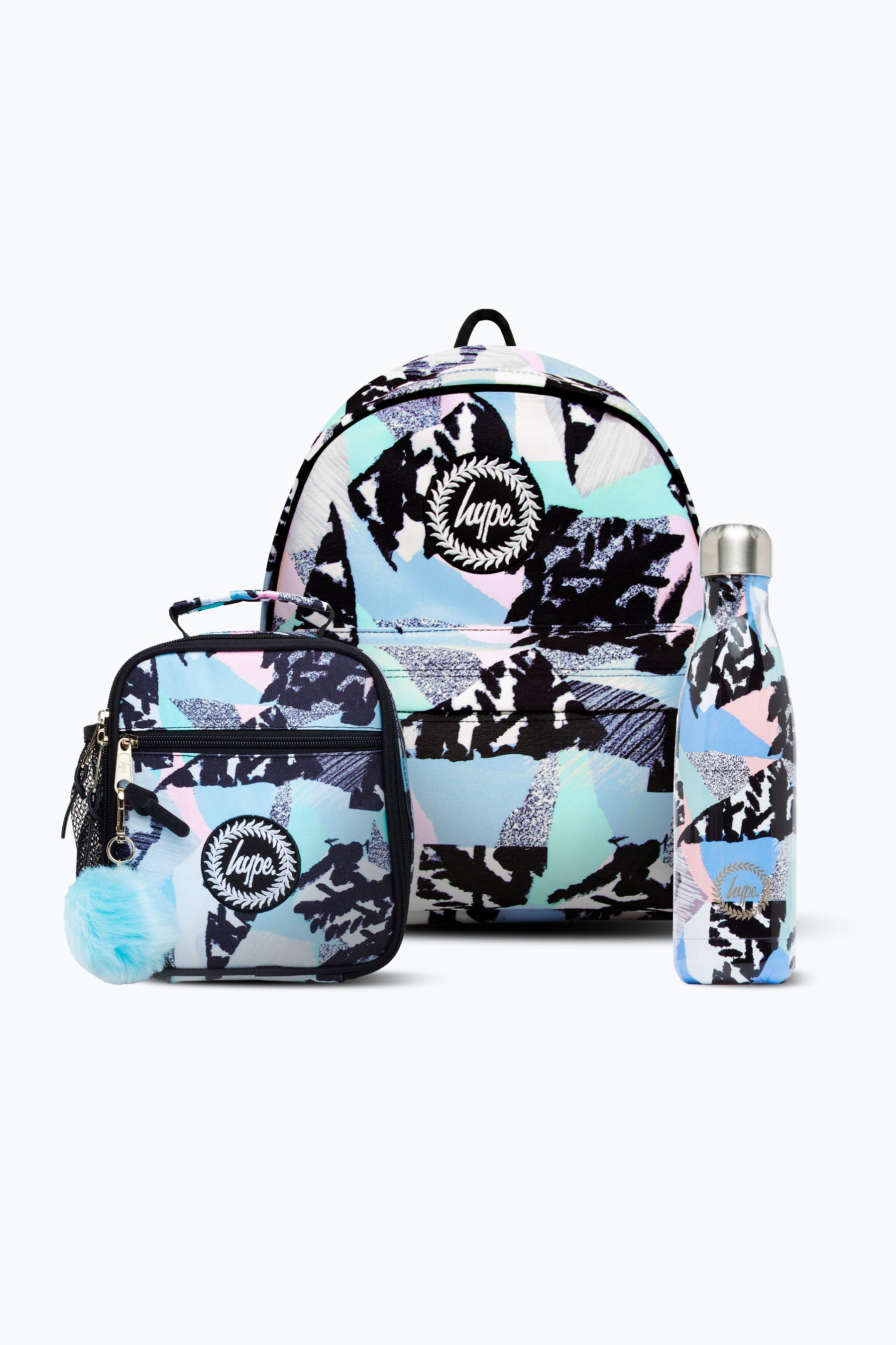 Multicoloured Pastel Abstract Backpack Lunchbag & Bottle Bundle