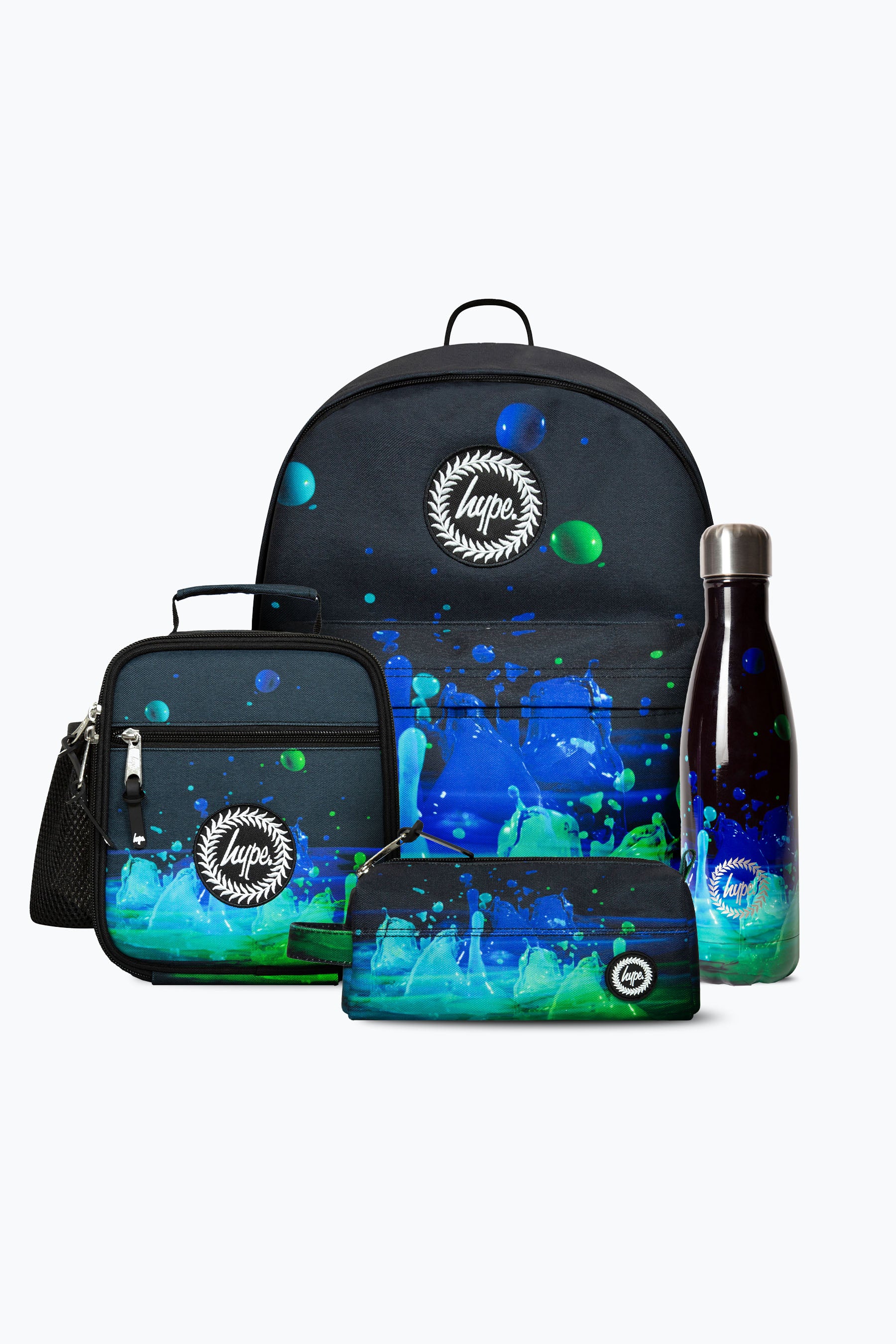 3D Droplets Backpack Lunchbag Pencil Case & Bottle Bundle