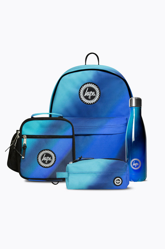 HYPE BOYS BLUE GRADIENT BACKPACK, LUNCHBAG, PENCIL CASE & BOTTLE BUNDLE