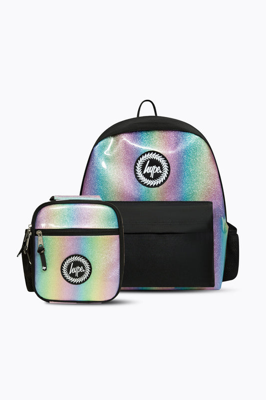 HYPE GIRLS BLACK RAINBOW BACKPACK & LUNCH BAG BUNDLE