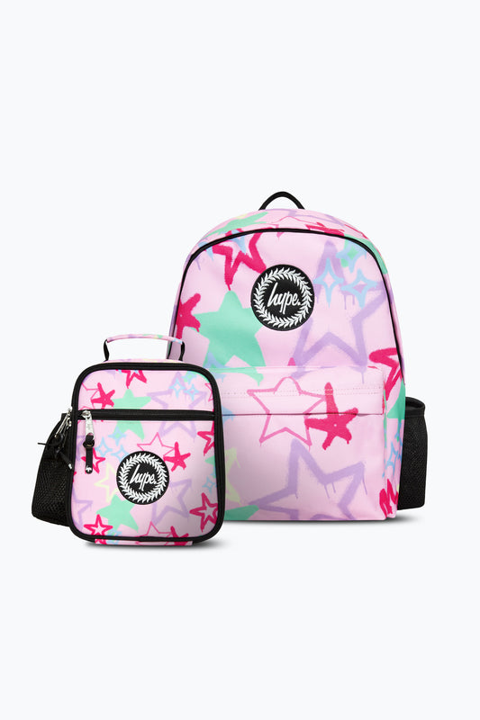 Hype Girls Pink Graffiti Stars Backpack & Lunch Bag Bundle