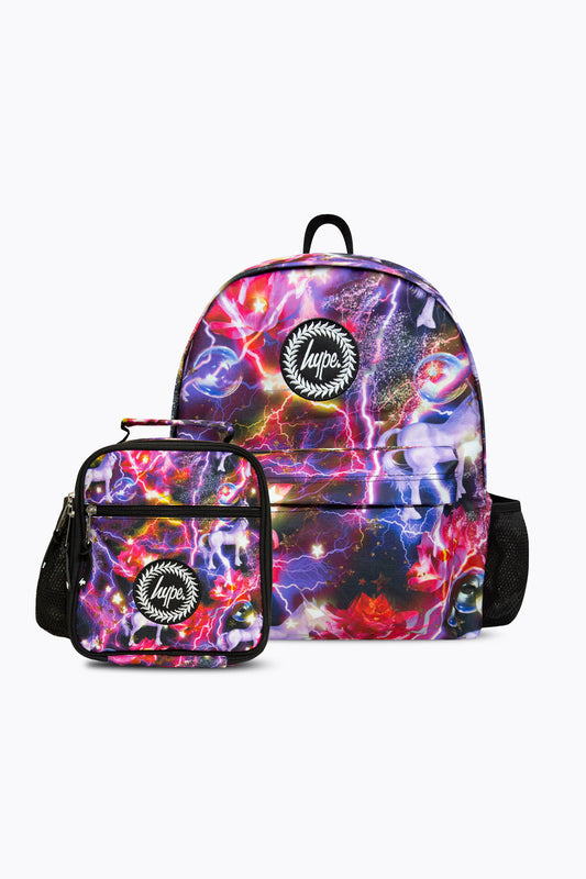 Hype Girls Pink/Purple Lightning Unicorns Backpack & Lunch Bag Bundle