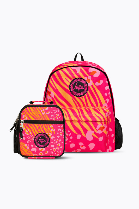 HYPE GIRLS PINK ANIMAL PRINTS BACKPACK & LUNCH BAG BUNDLE