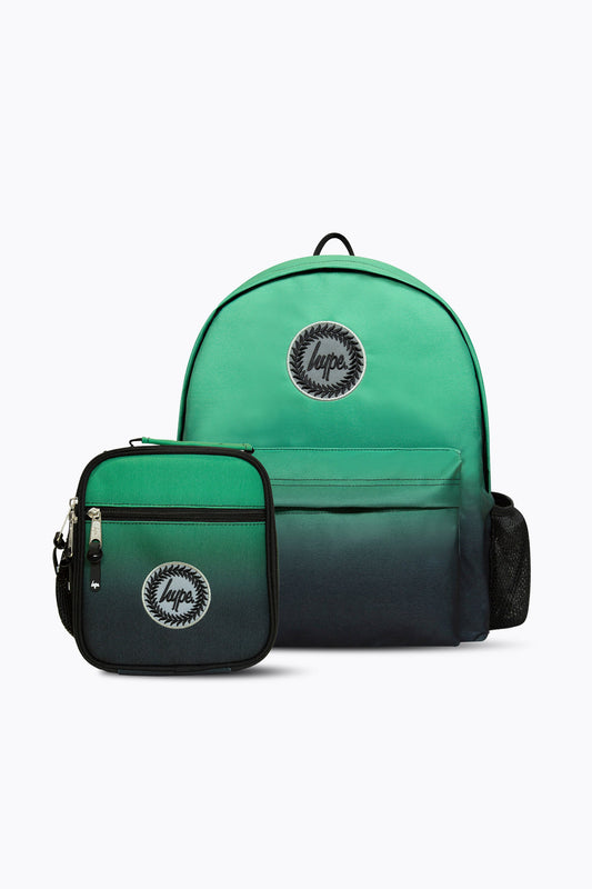 Hype Boys Black/Green Fade Backpack & Lunch Bag Bundle