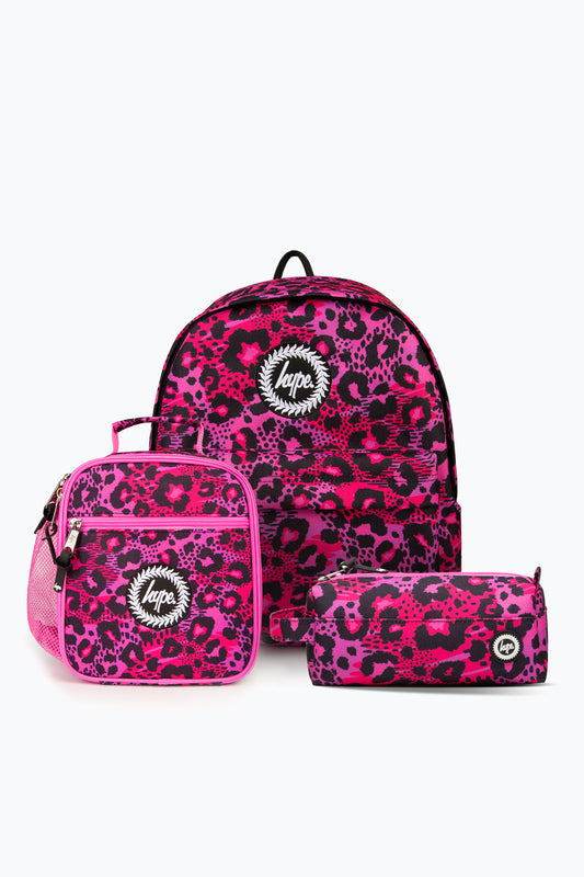HYPE MULTI SHADE LEOPARD BACKPACK, LUNCH BOX & PENCIL CASE BUNDLE