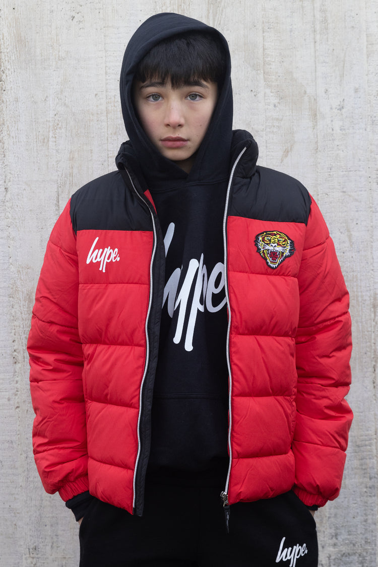 HYPE X ED HARDY KIDS RED TIGER PUFFER JACKET