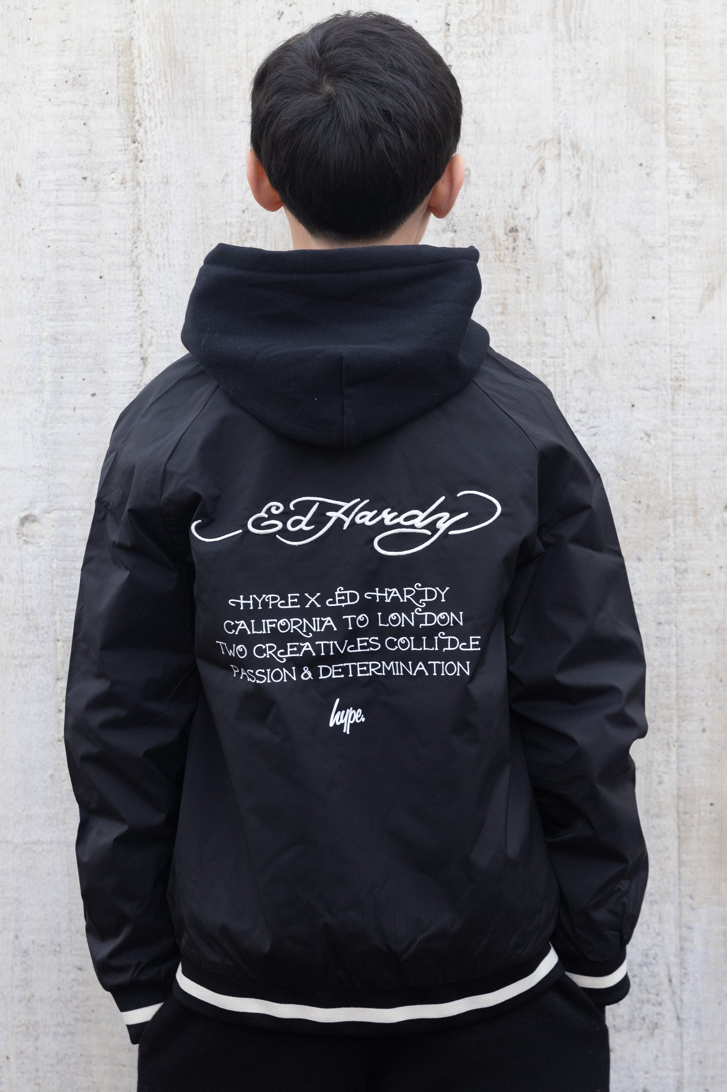 Hype X Ed Hardy Boys Black Reversible Allover Tiger Souvenir Jacket