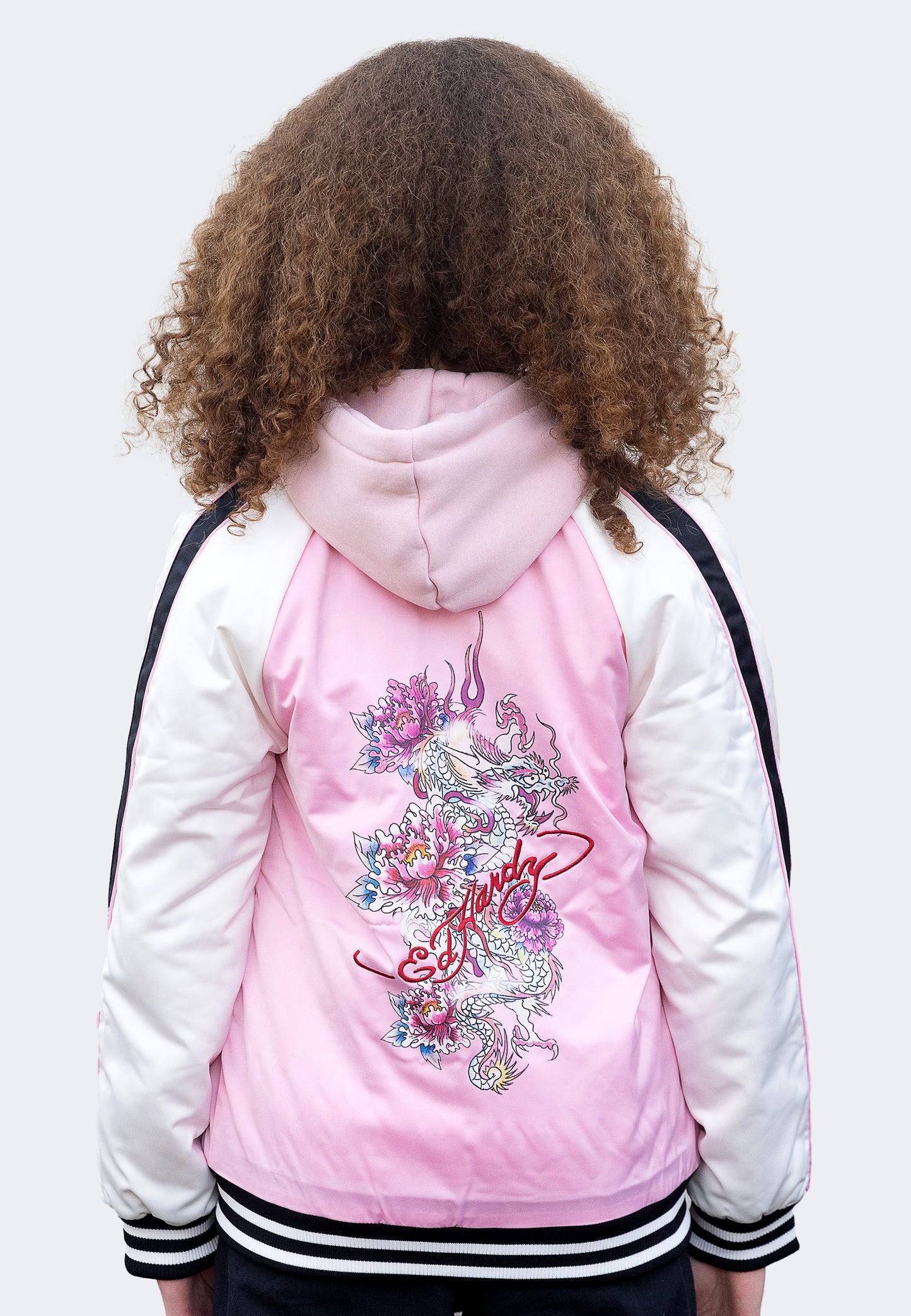 Hype X Ed Hardy Girls Pink Jacket Floral Souvenir Jacket