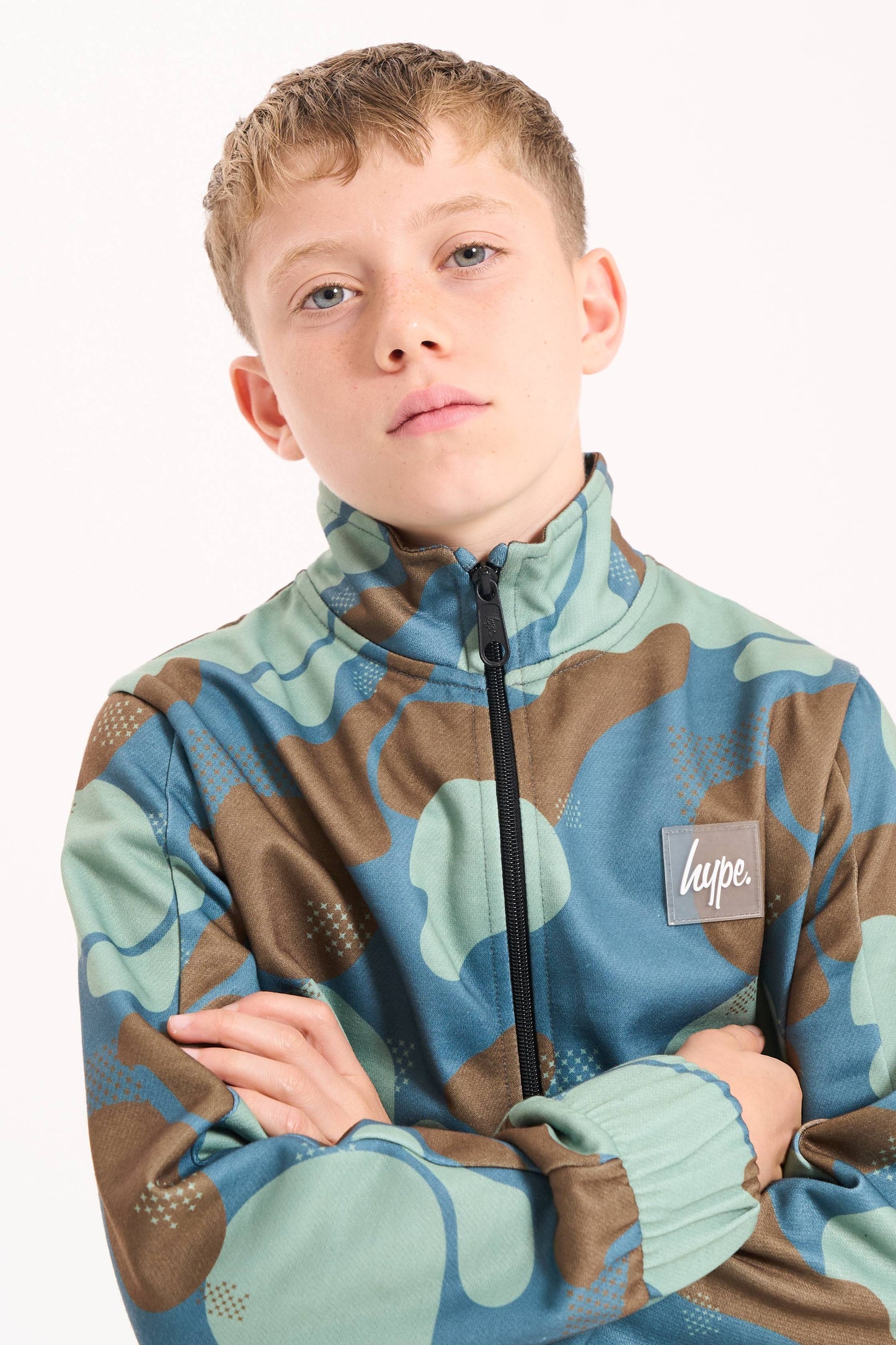 Hype Boys Contour Camo Zip Fleece
