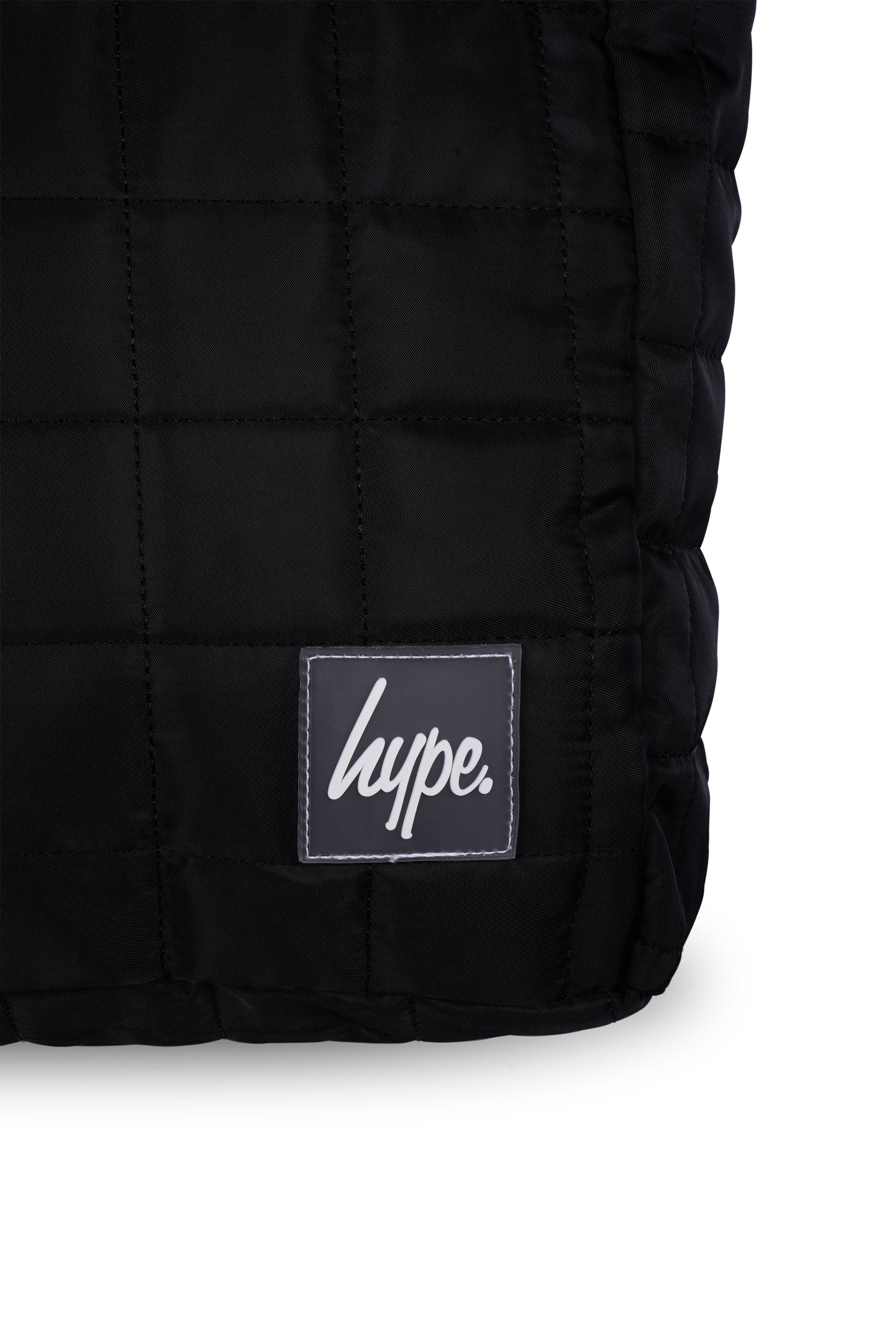 Hype Girls Black Square Patch Quilted Tote Bag