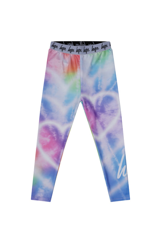 Hype Girls Multi Heart Tie-Dye Legging