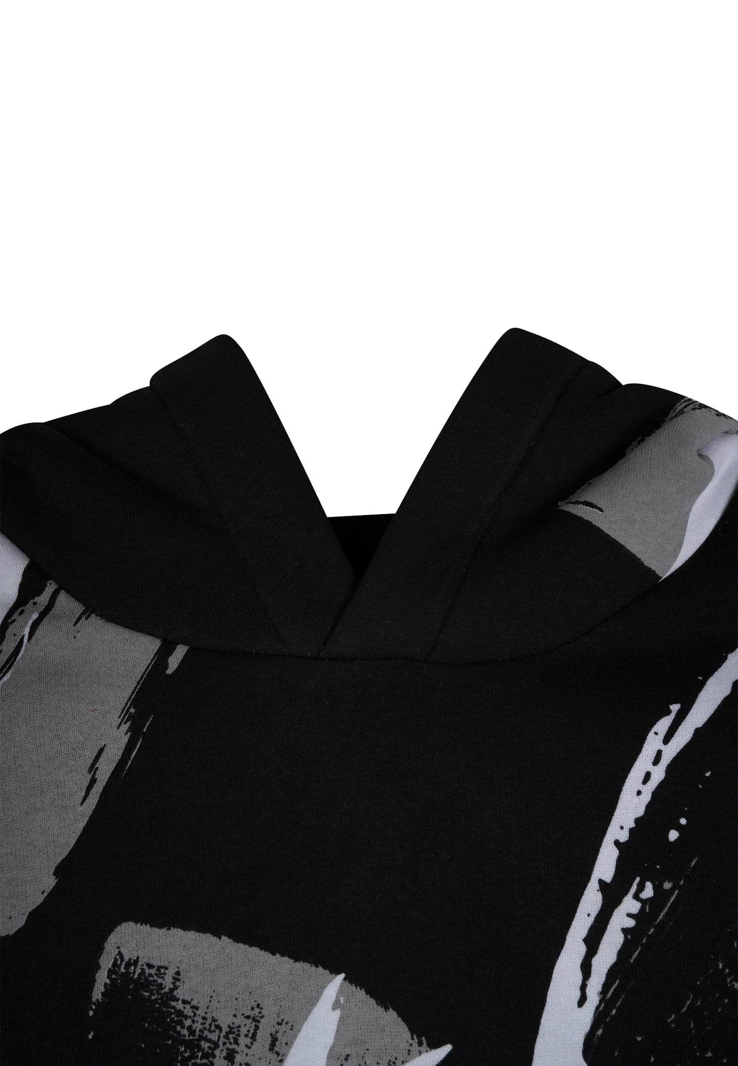 Justhype Womens Black Chalk Wave Cropped Hoodie