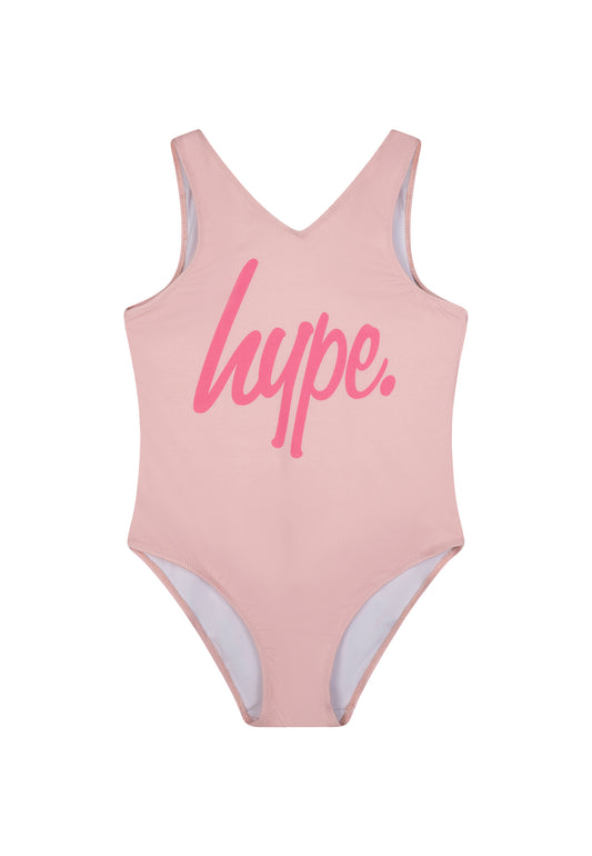 Hype Girls Pink Script Swimsuit