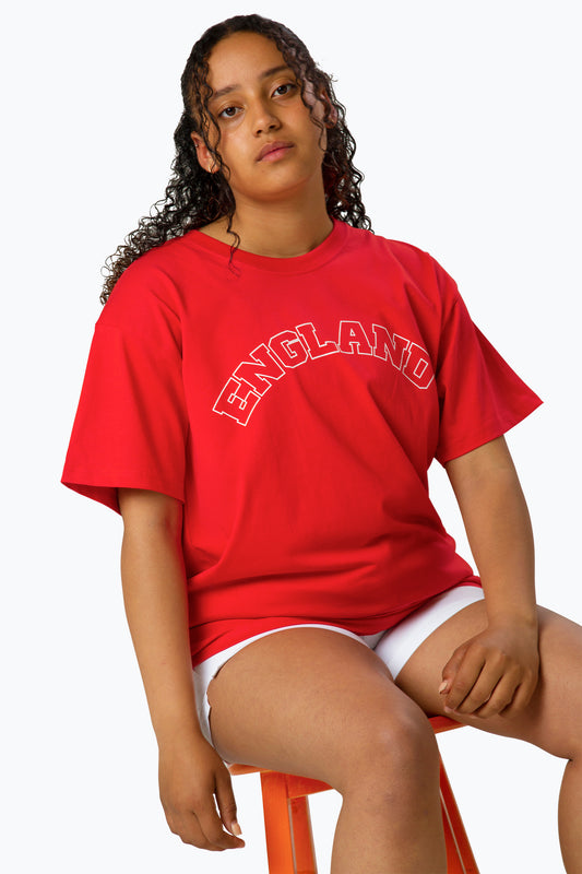 HYPE ADULTS UNISEX RED ENGLAND LOGO T-SHIRT