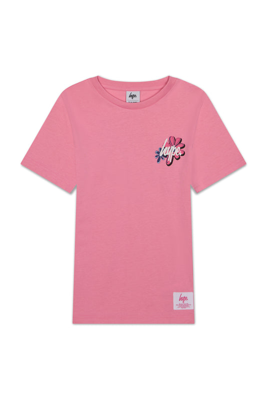Hype Girls Pink Flower Type T-Shirt