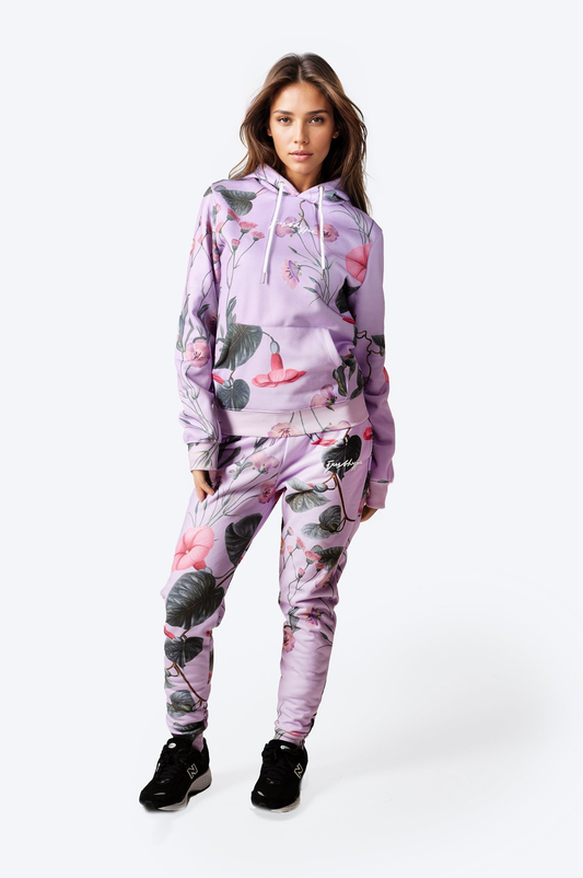 HYPE WOMENS LILAC WHISPER FLORAL SCRIBBLE PULLOVER HOODIE