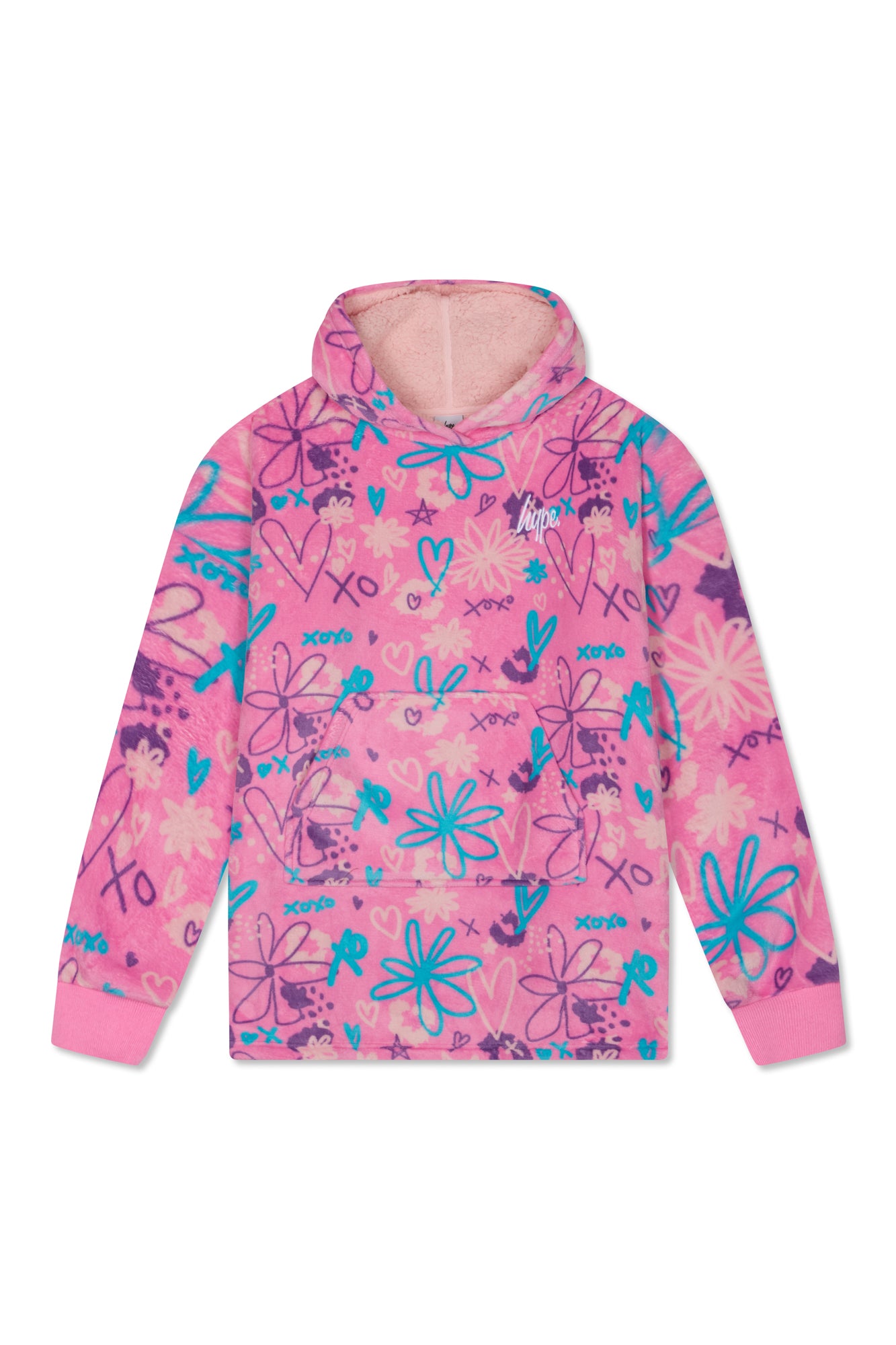 Scribble Oversized Fleece Blanket Hoodie