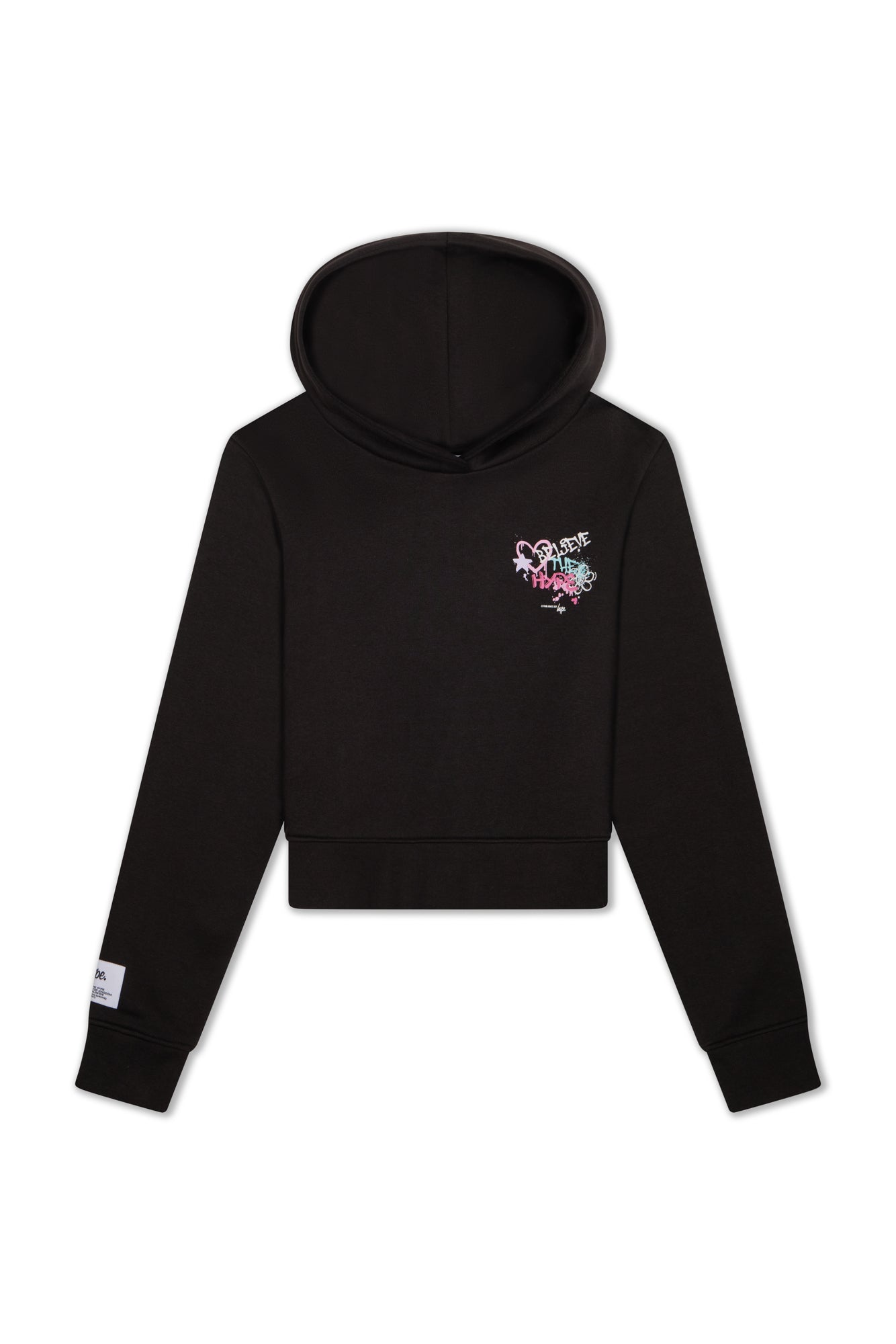Hype Girls Black Graffiti Cropped Hoodie