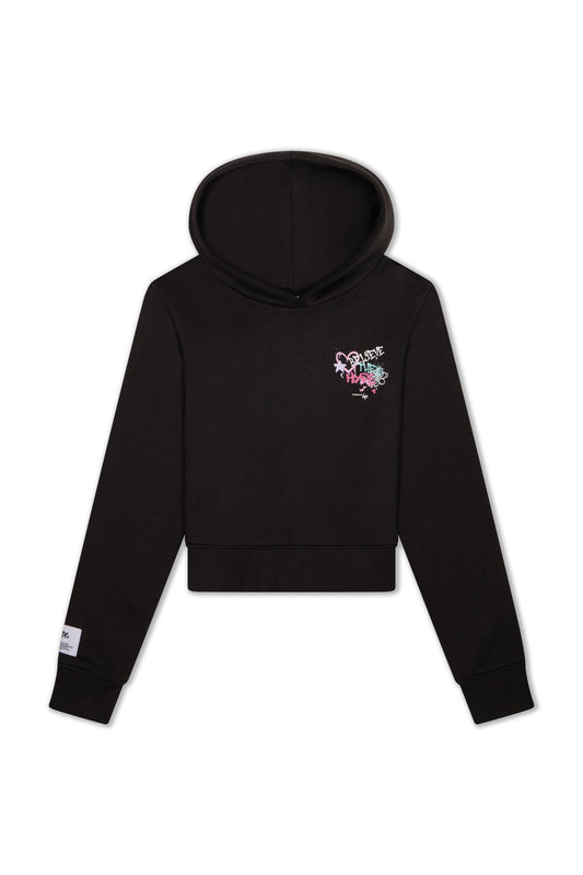 Hype Girls Black Graffiti Cropped Hoodie