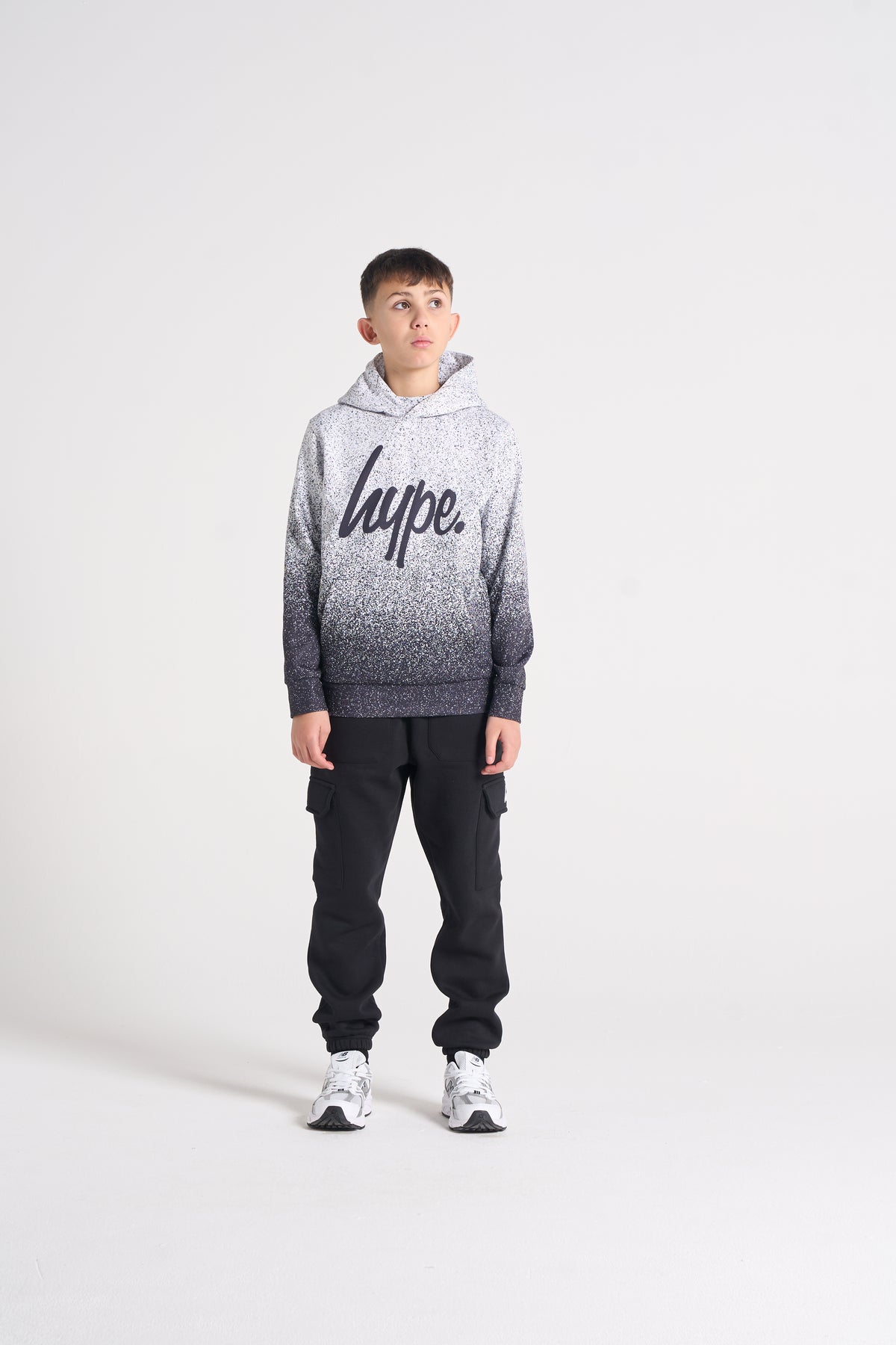 Black White Speckle Fade Hoodie