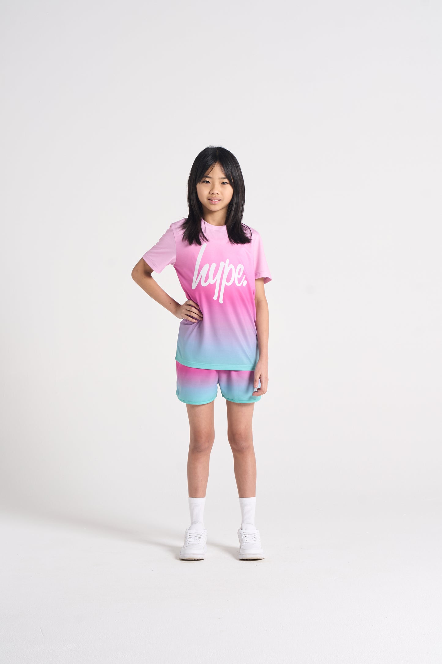 Hype Girls Pink/Mint Sundae Fade T-Shirt & Shorts Set