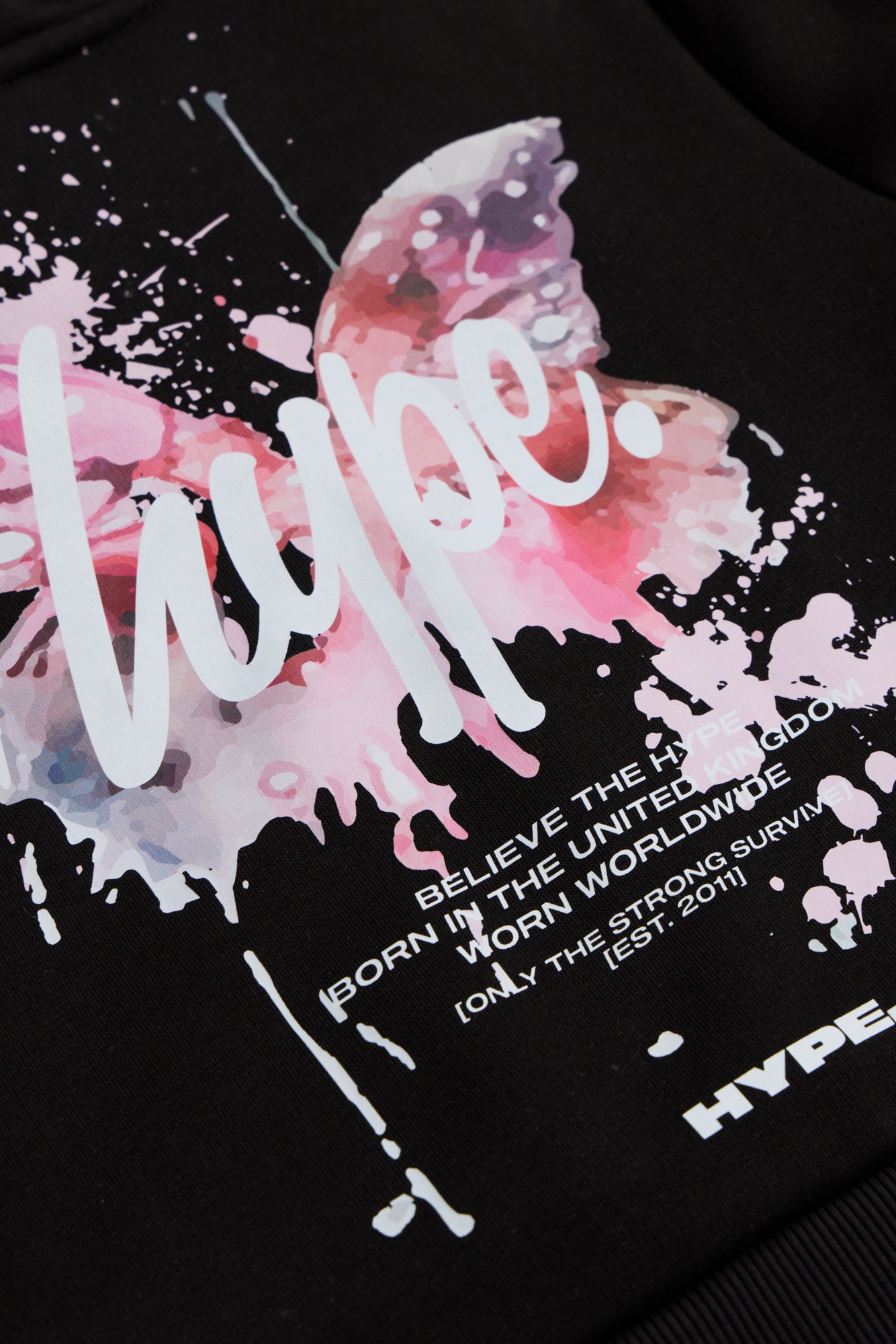 Hype Girls Black Butterfly Cropped Hoodie