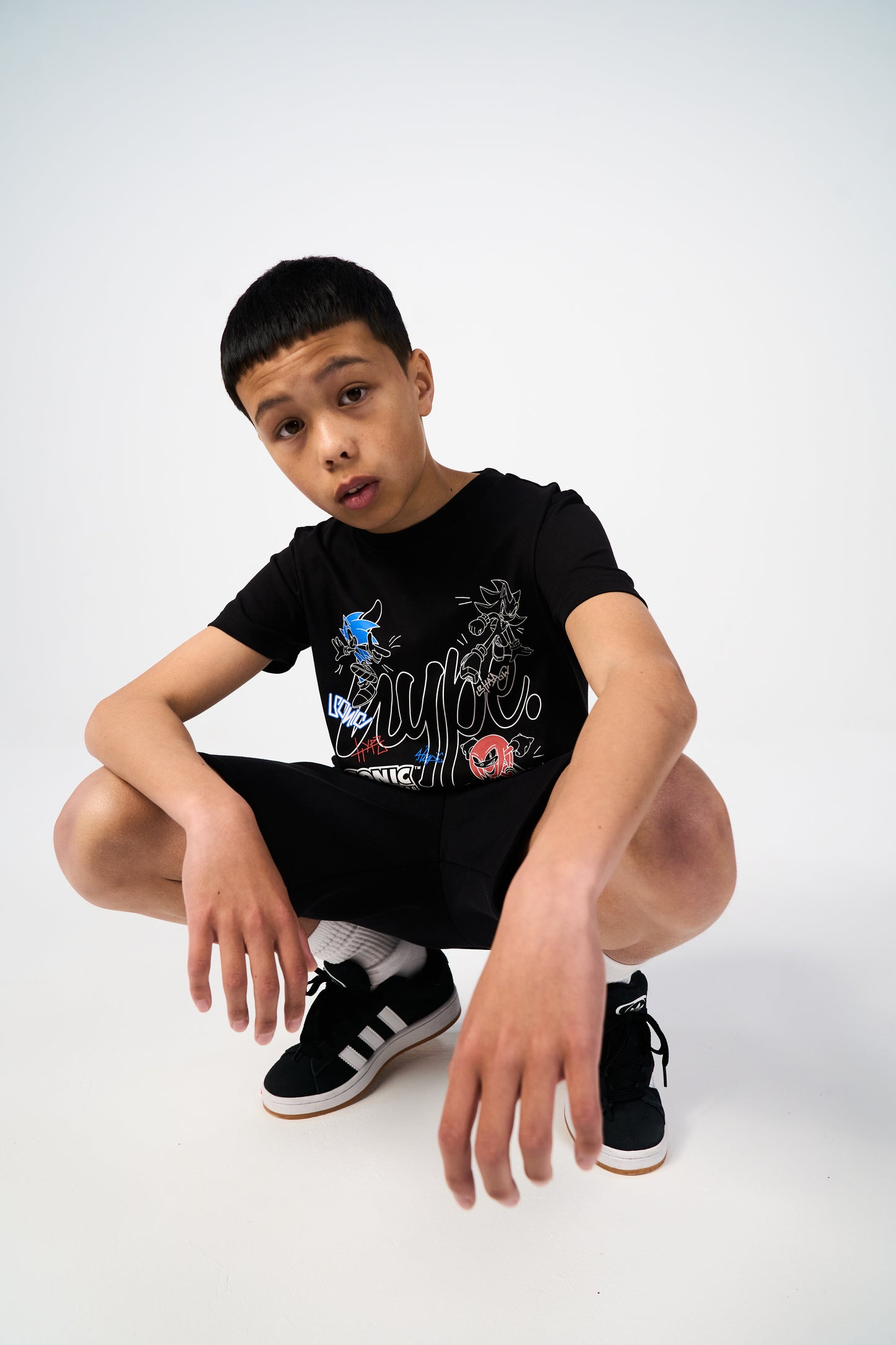 Hype x Sonic The Hedgehog™ Boys Black Sonic Stamp T-Shirt