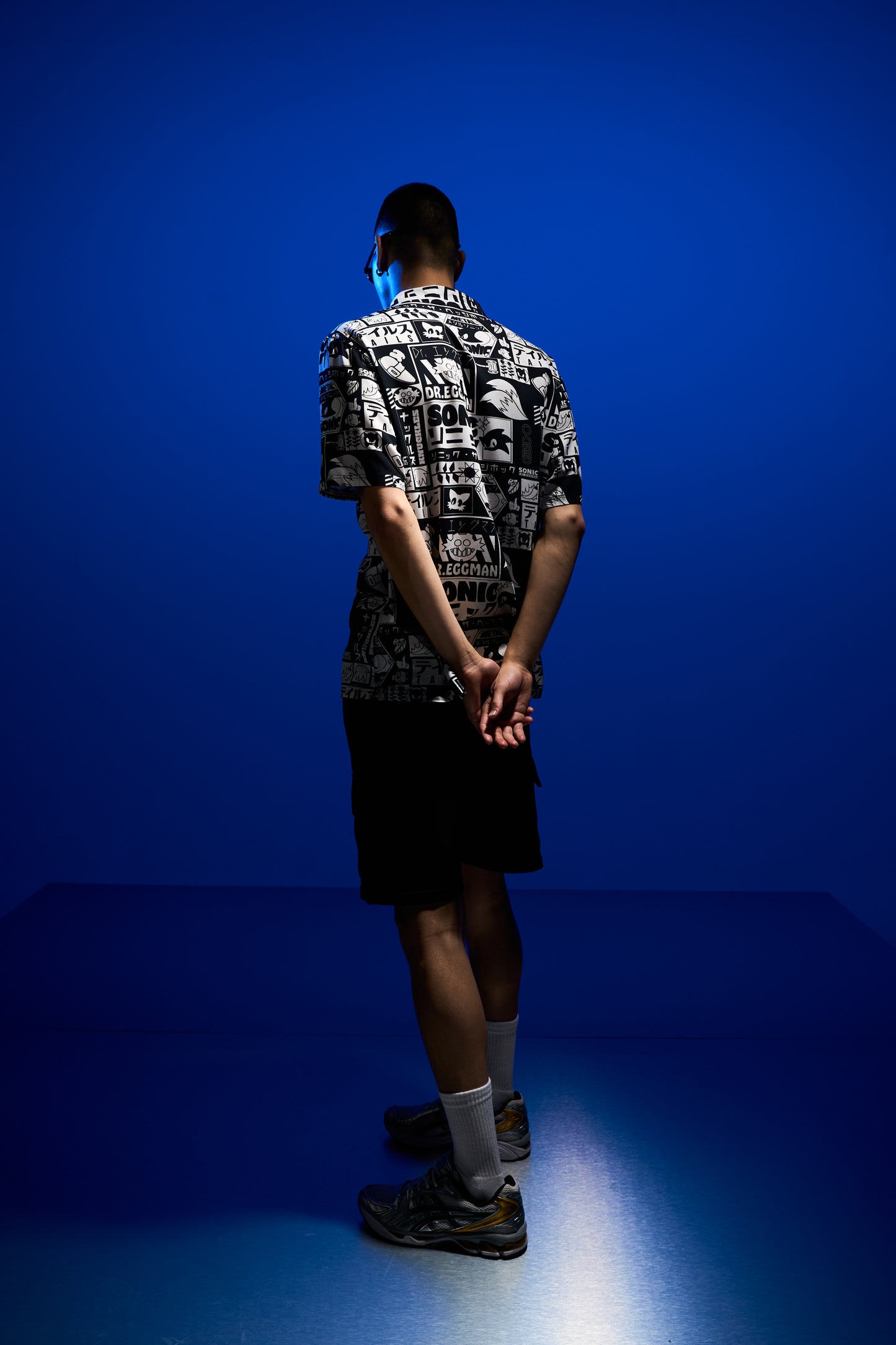 Hype x Sonic The Hedgehog™ Mens Black Retro Resort Shirt