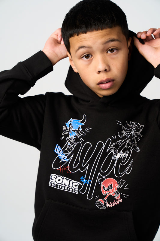 Hype x Sonic The Hedgehog™ Boys Black Sonic Stamp Hoodie