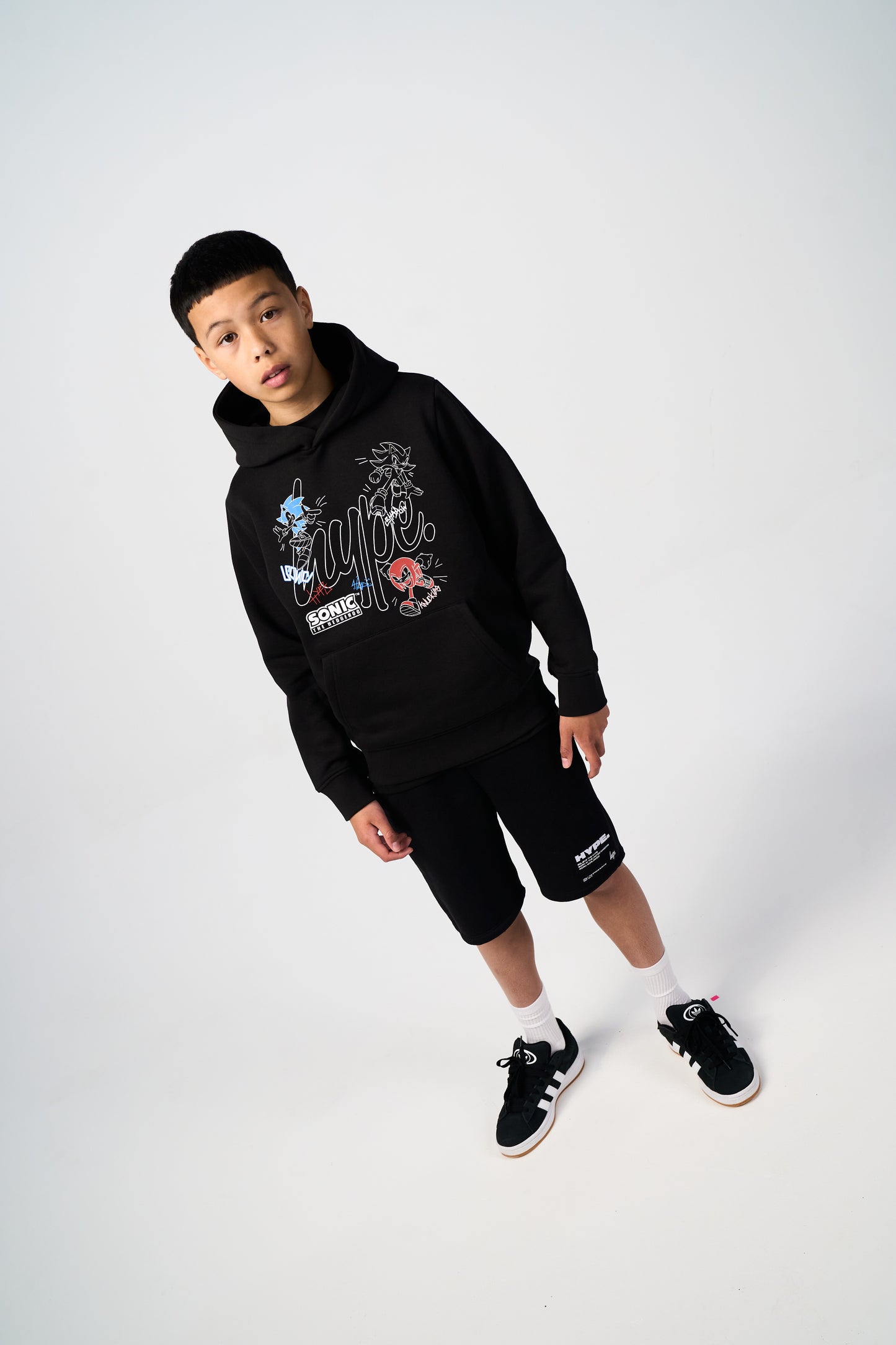 Hype x Sonic The Hedgehog™ Boys Black Sonic Stamp Hoodie
