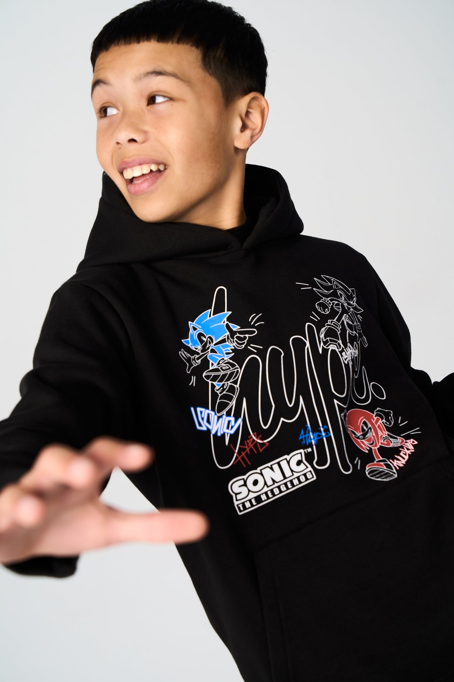 Hype x Sonic The Hedgehog™ Boys Black Sonic Stamp Hoodie