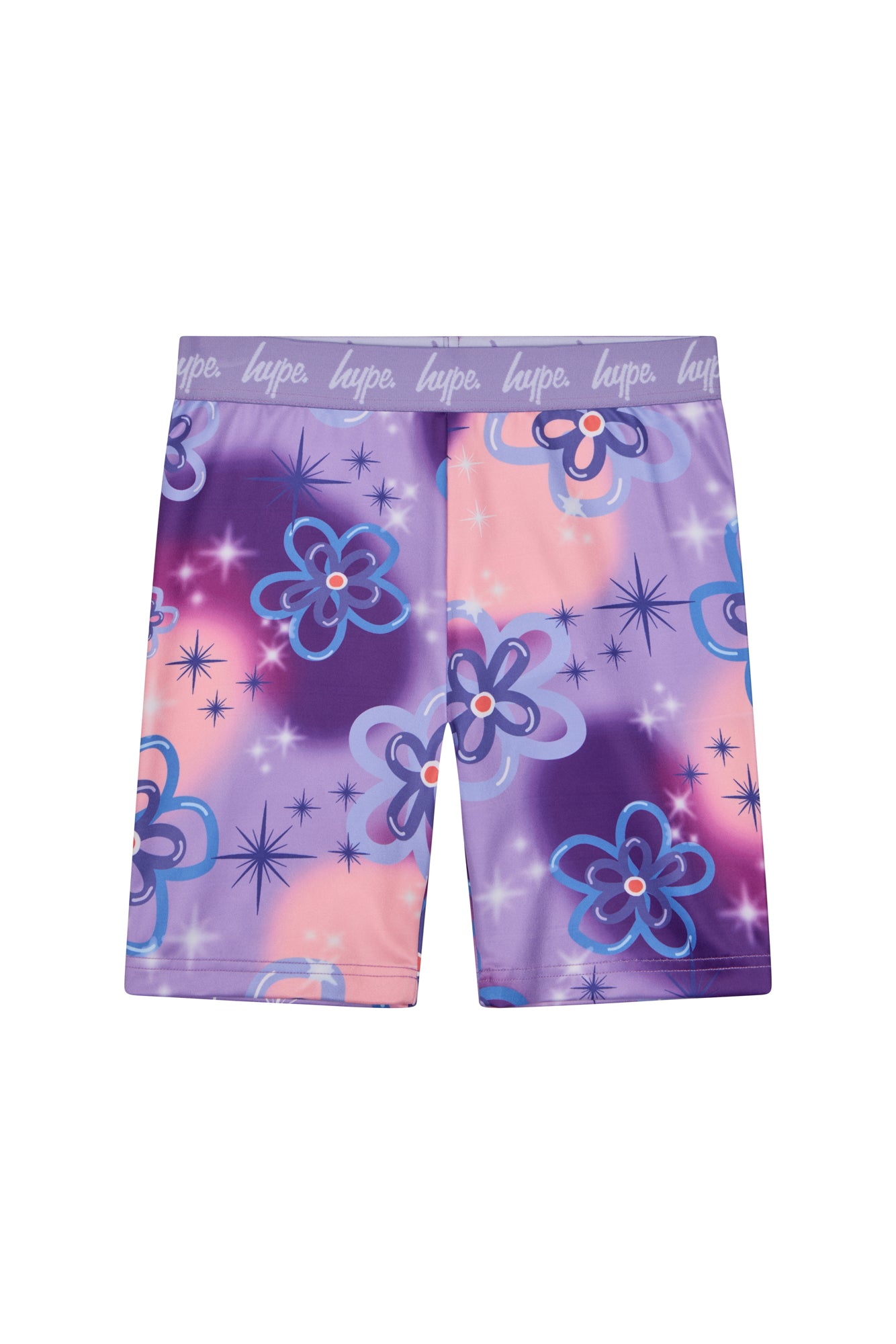 Hype Girls Purple Sparkle Flower Cycling Shorts