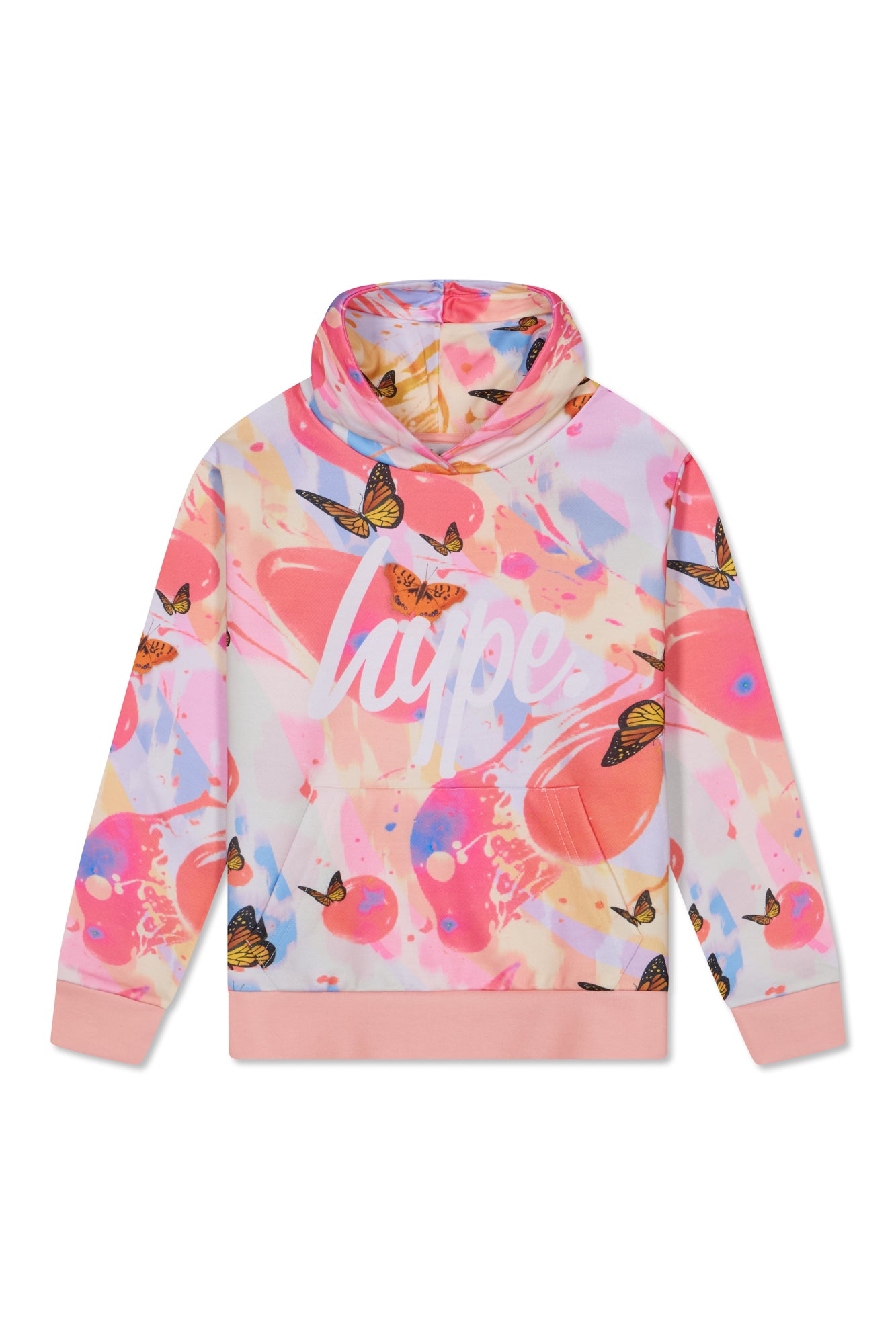 Hype Girls Pink Marble Wave Butterfly Hoodie