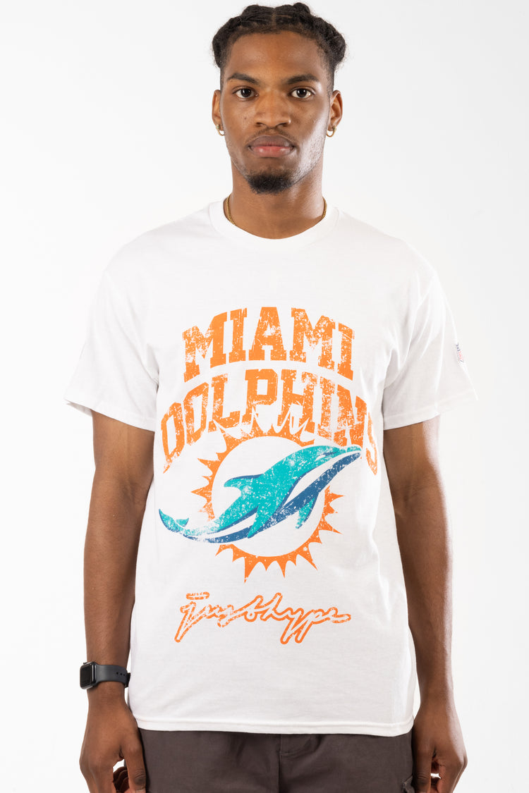 NFL X HYPE ADULTS WHITE MIAMI DOLPHINS T-SHIRT