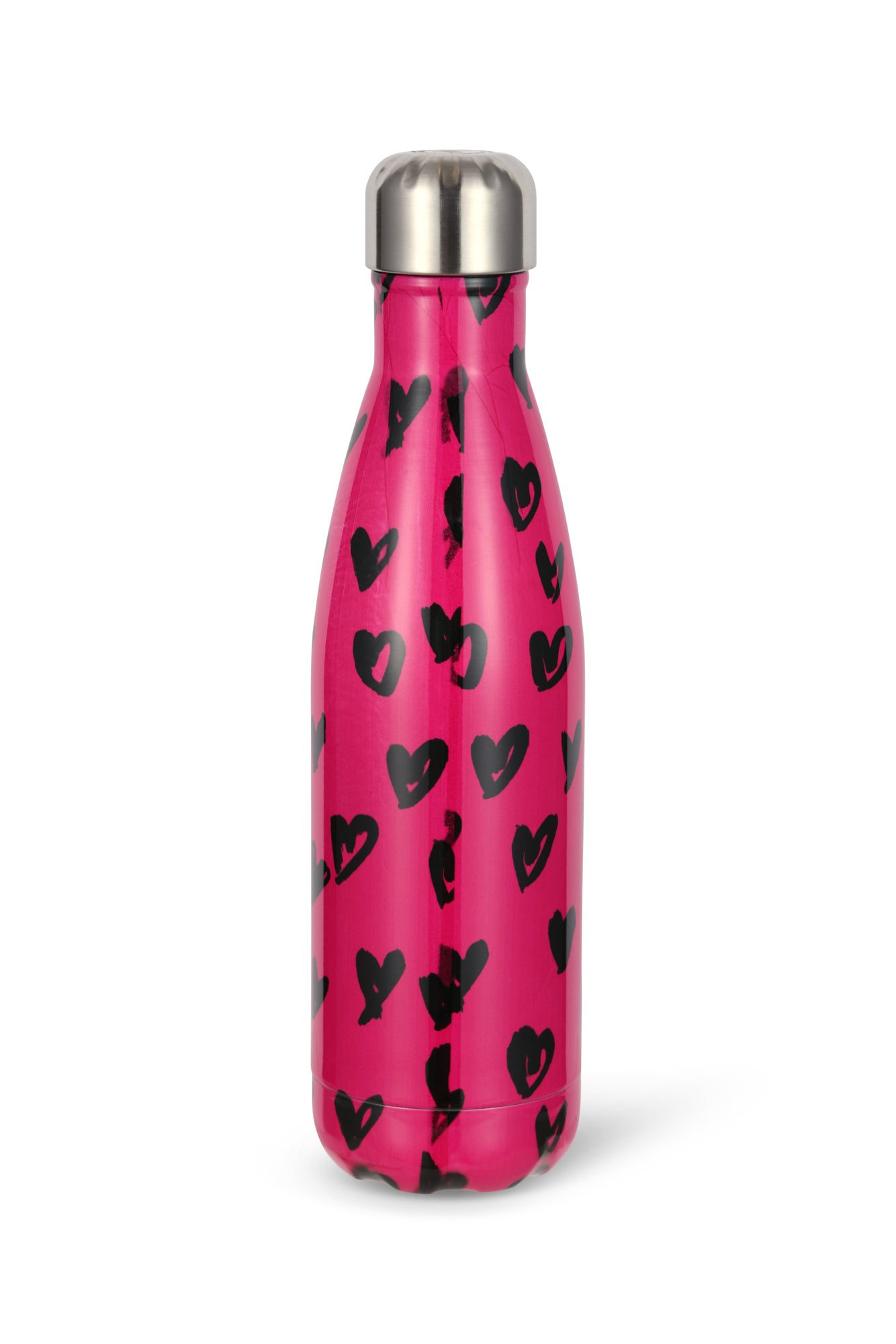 Hype Unisex Pink/Black Scribble Hearts Thermal Water Bottle