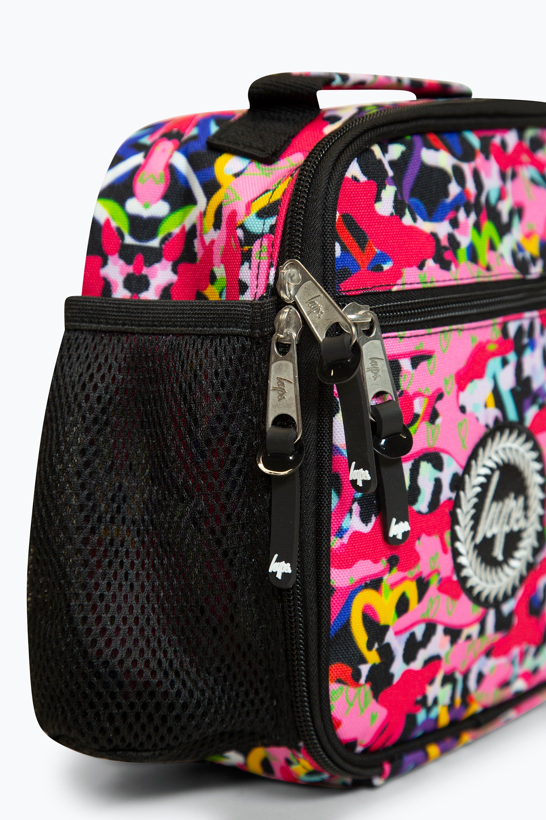 Hype Pink Lunch Bag With Patterns Zips