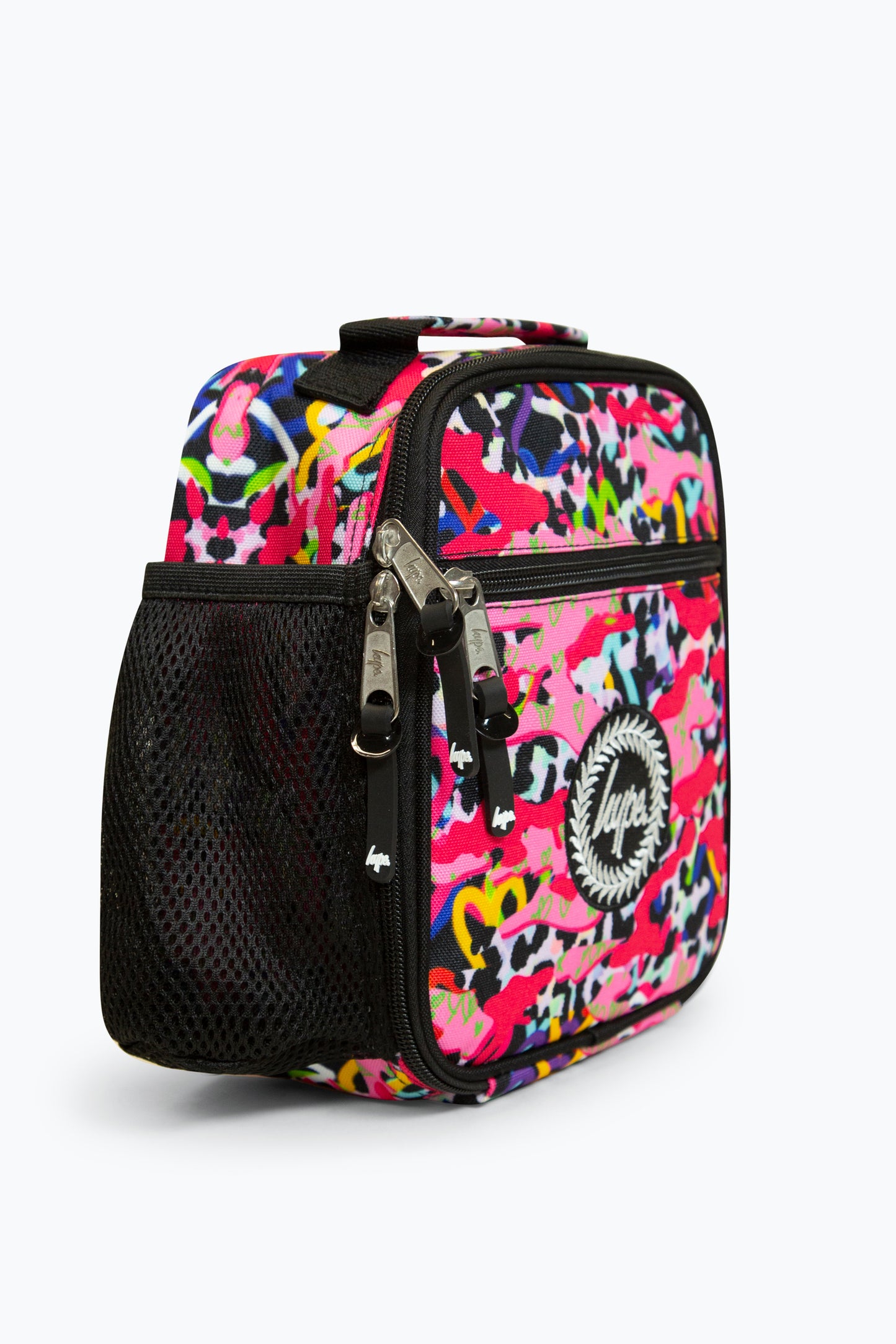 Hype Pink Lunch Bag With Patterns Left Side