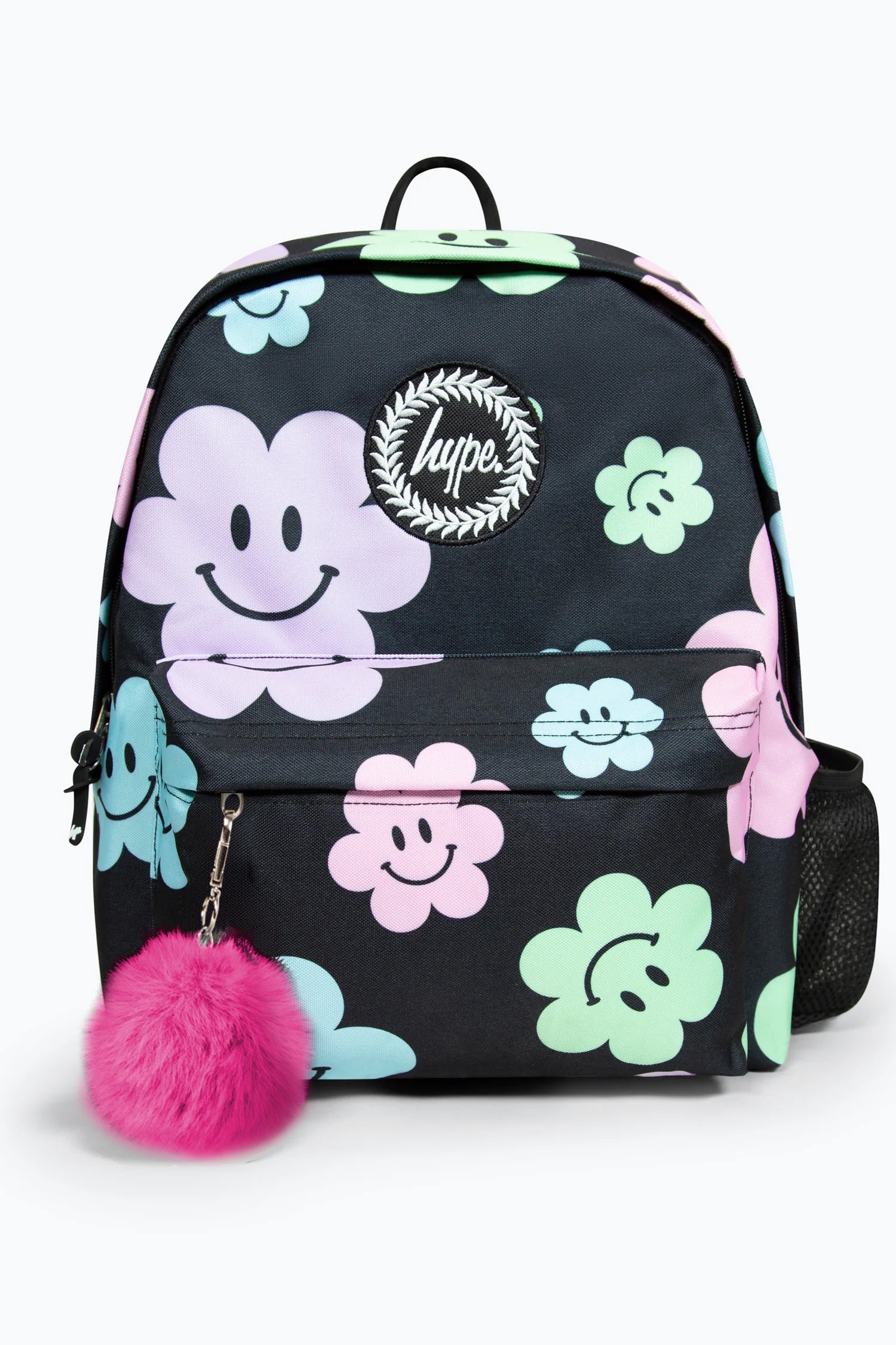Hype Girls Iconic Black Happy Flower Backpack - Main Image
