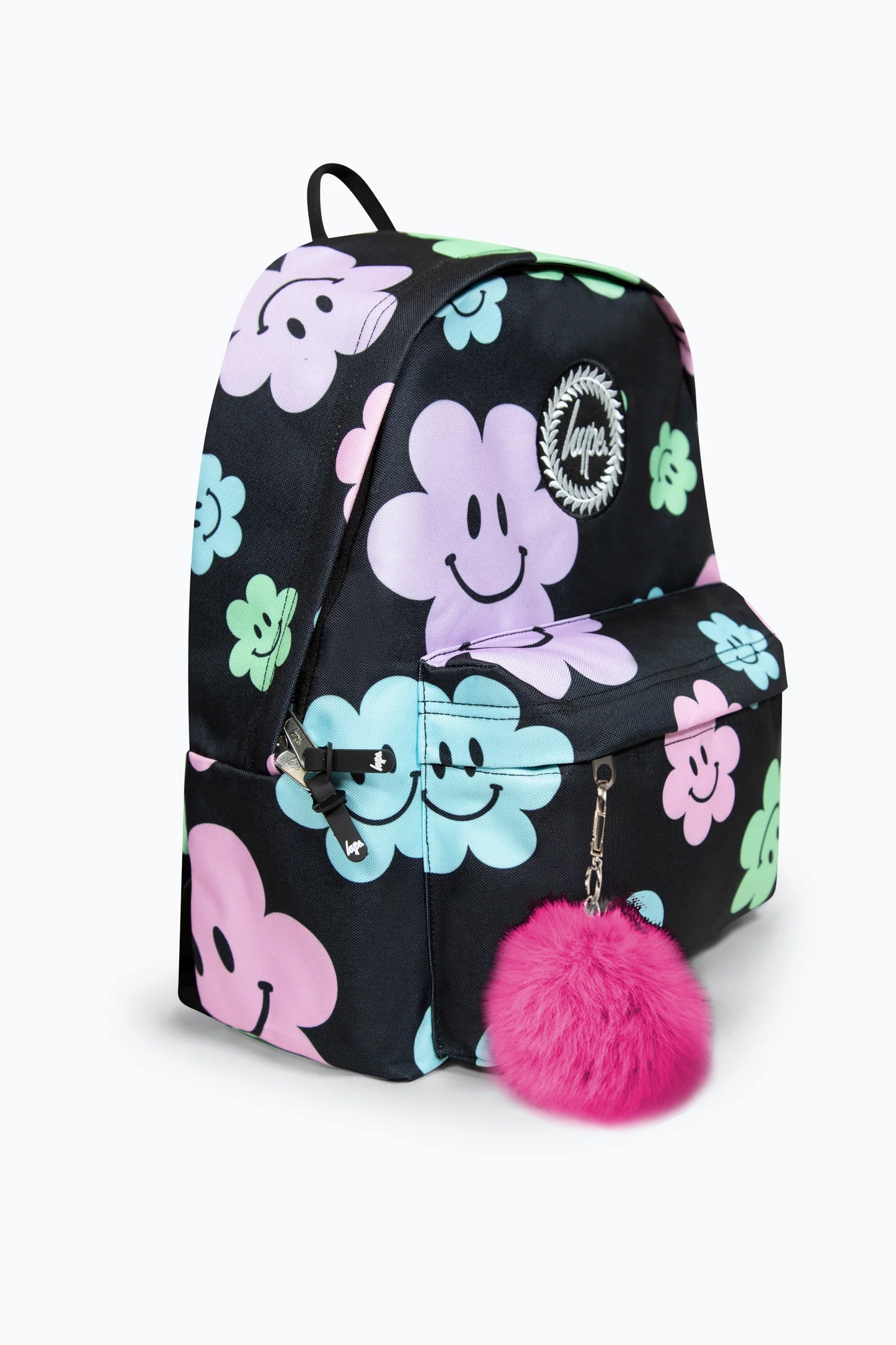 Hype Girls Iconic Black Happy Flower Backpack