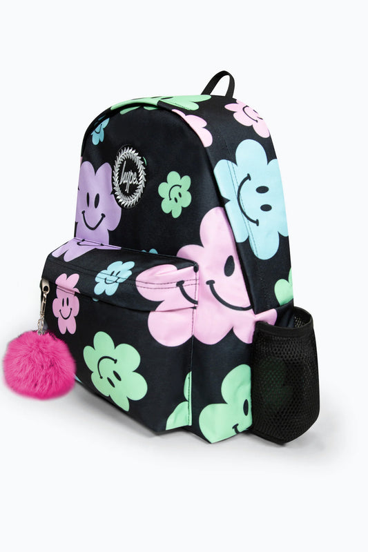 Hype Girls Iconic Black Happy Flower Backpack