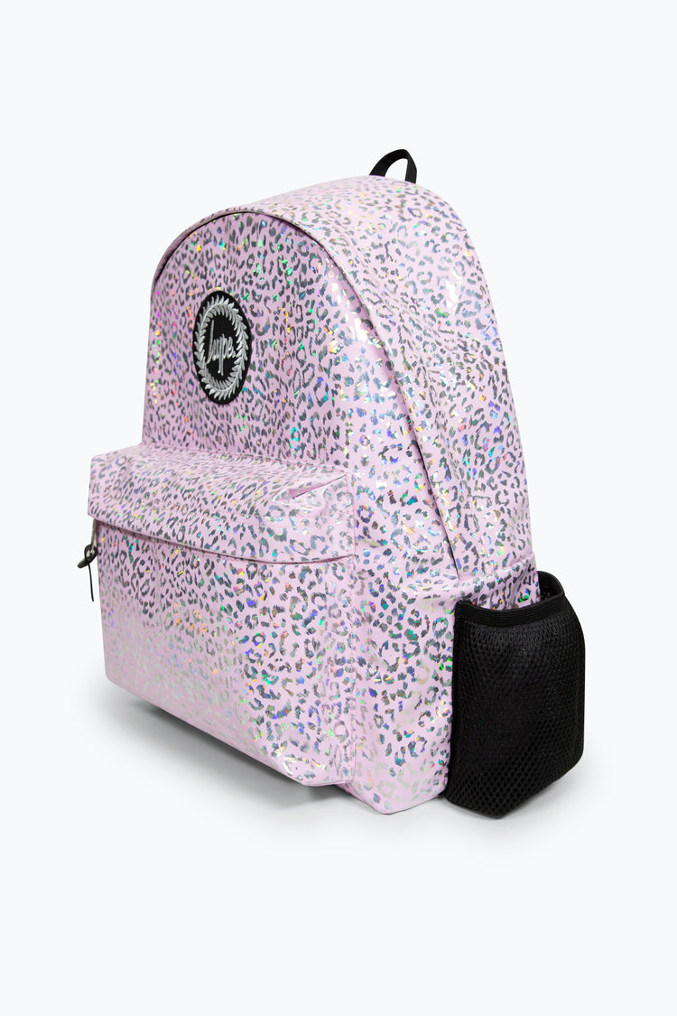 HYPE GIRLS PINK HOLOGRAPHIC LEOPARD ICONIC BACKPACK