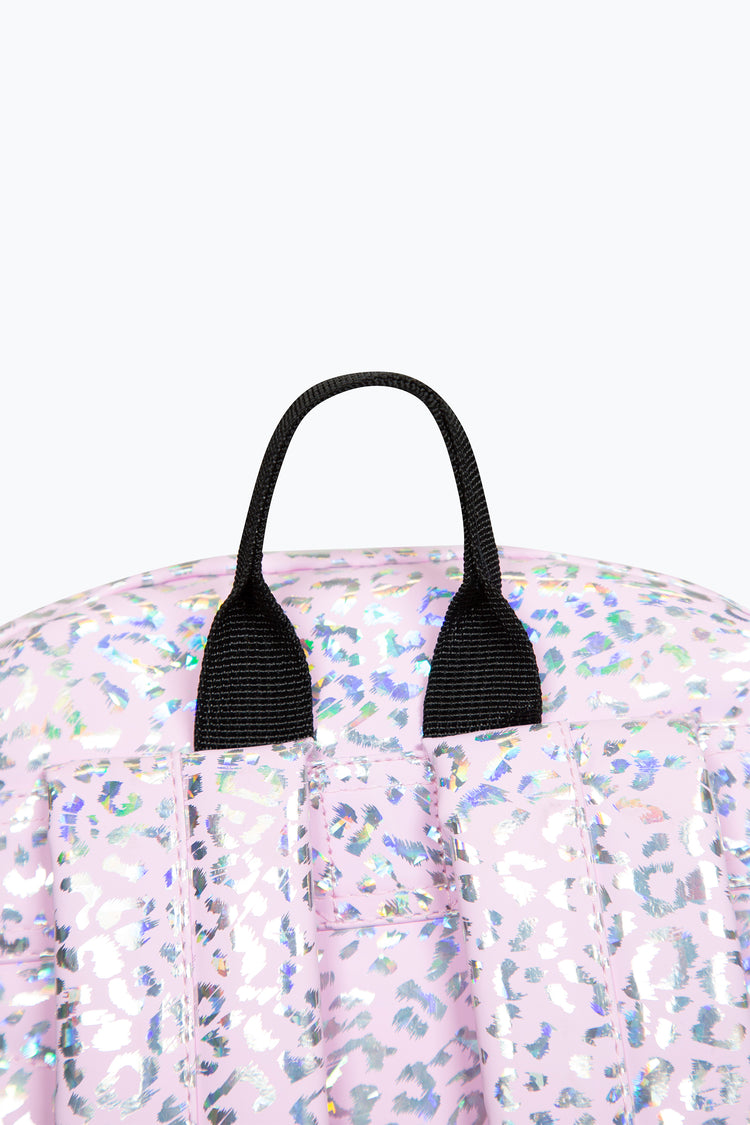 HYPE GIRLS PINK HOLOGRAPHIC LEOPARD ICONIC BACKPACK