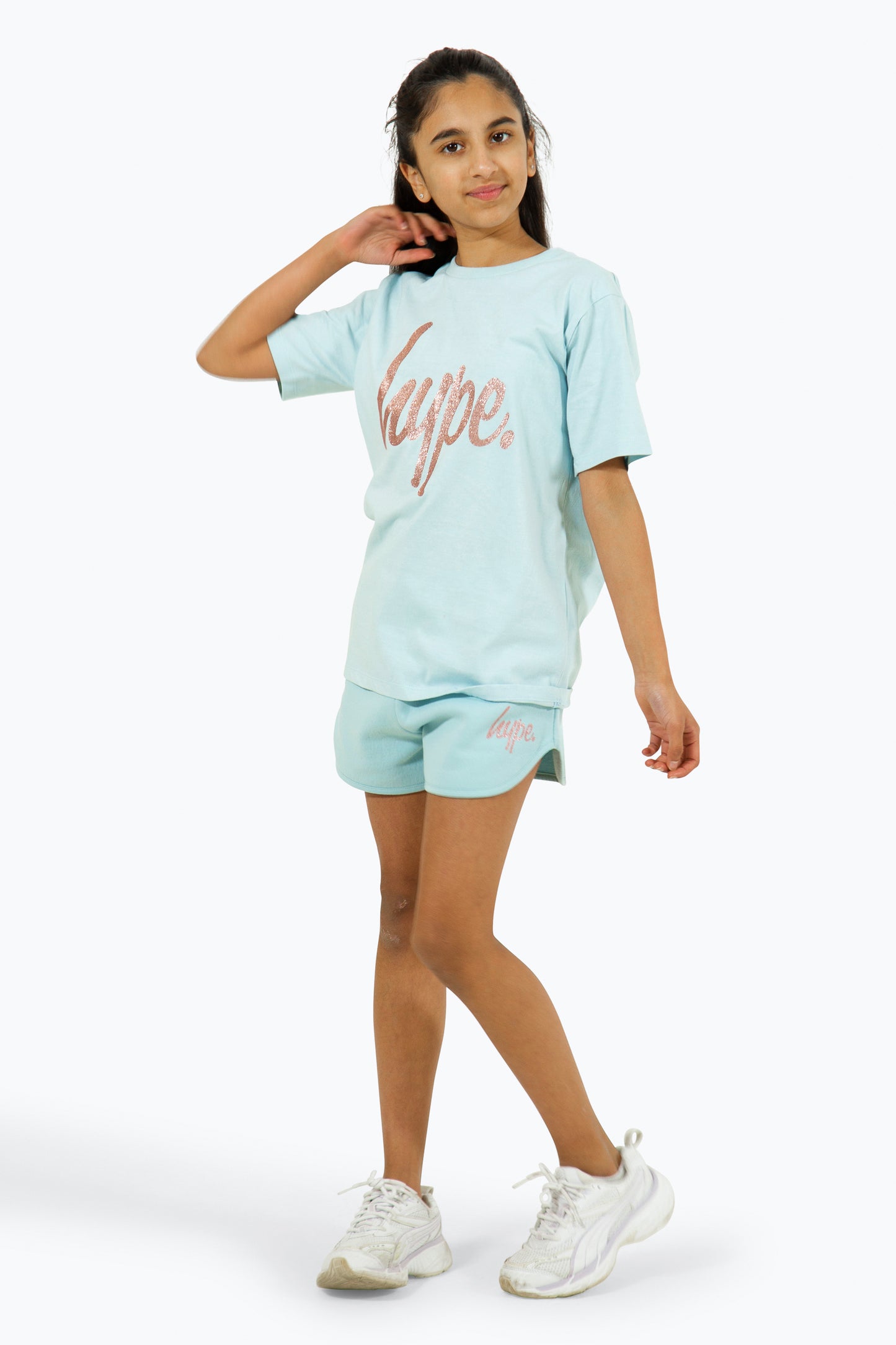 Hype Girls Light Blue Script Shorts