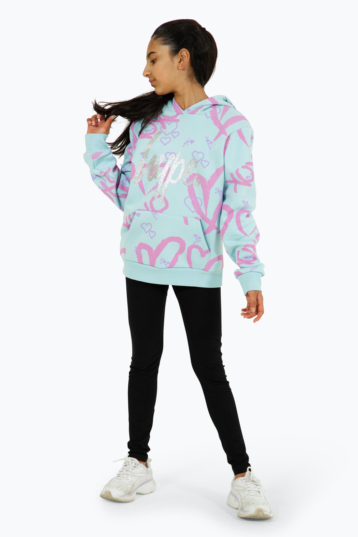 Hype Girls Light Blue Heart Xoxo Hoodie